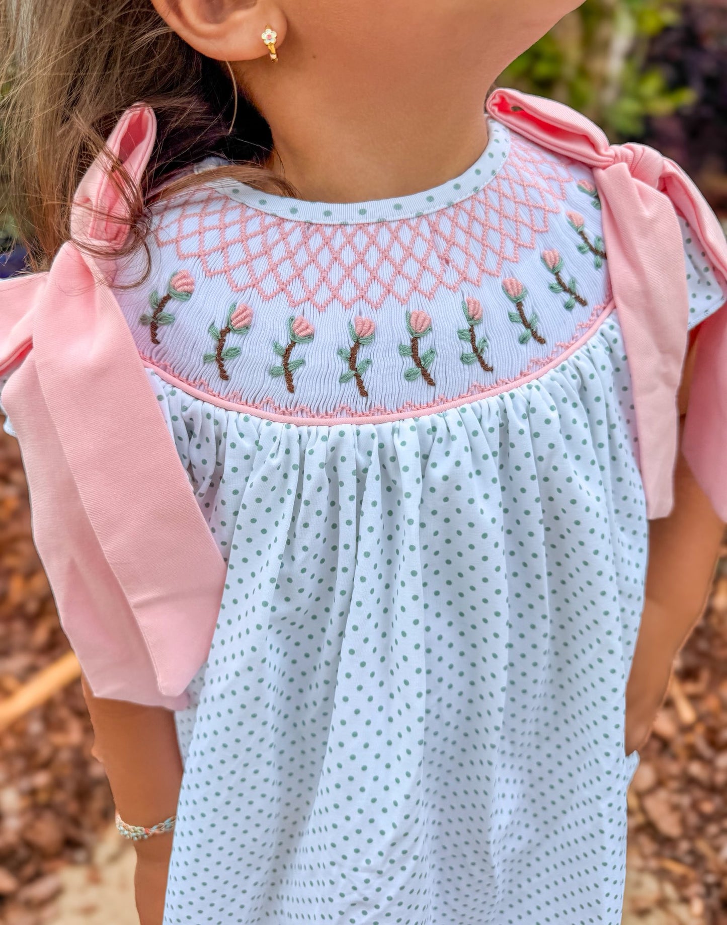 ROSE STEM GEO SMOCK GIRL SHORT SET
