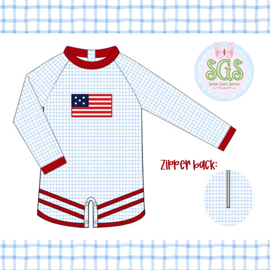 BOYS SWEET LAND OF LIBERTY 1PC RASHGUARD