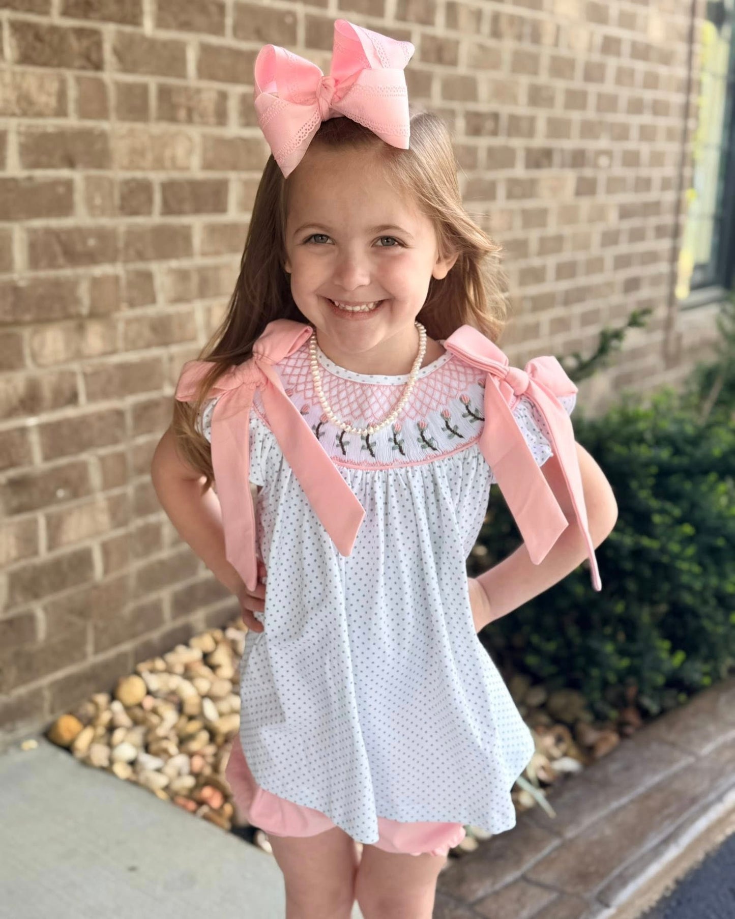 ROSE STEM GEO SMOCK GIRL SHORT SET