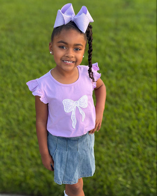 GIRL SPRING KNITS BOW SHIRT