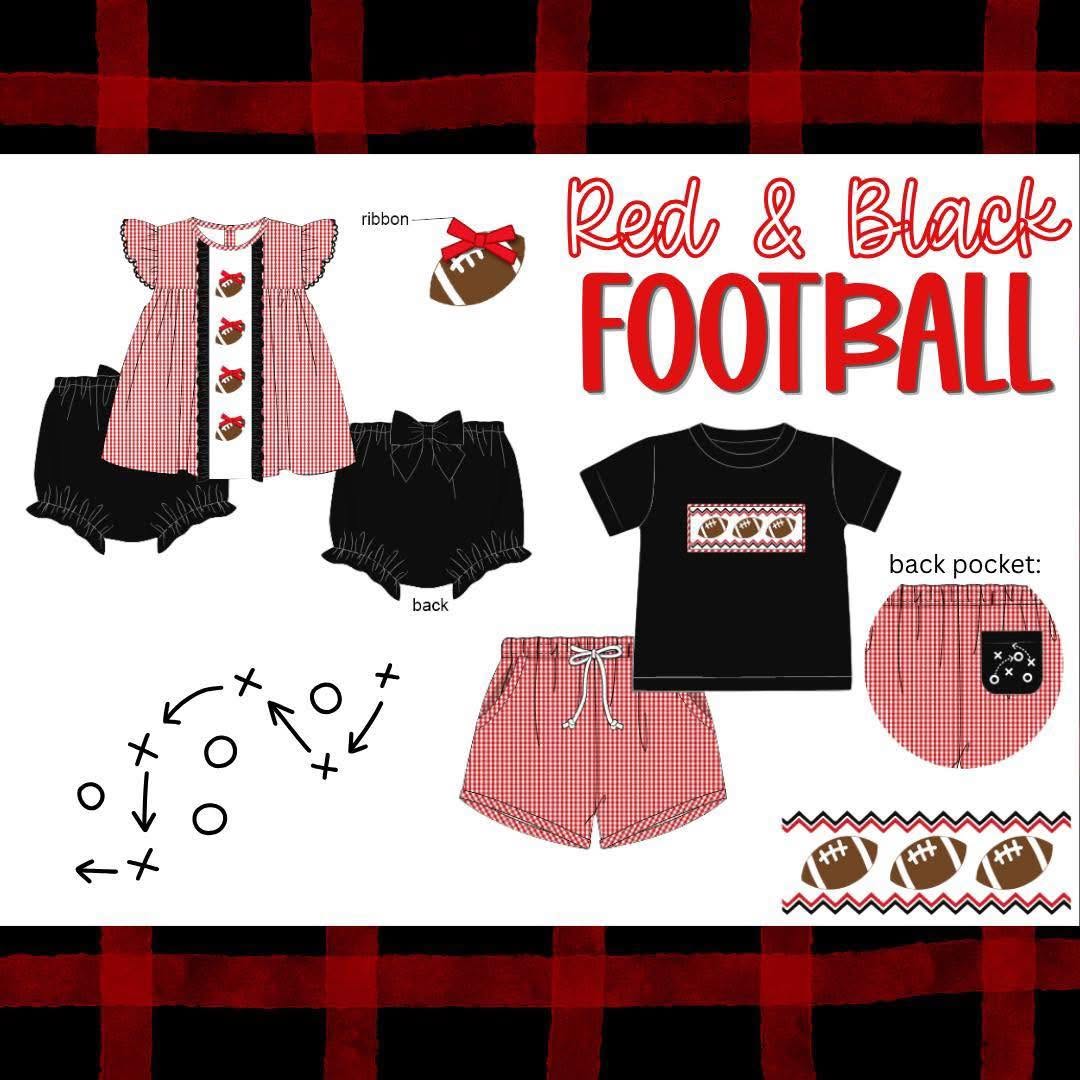 RED & BLACK FOOTBALL BOY SHORT SET