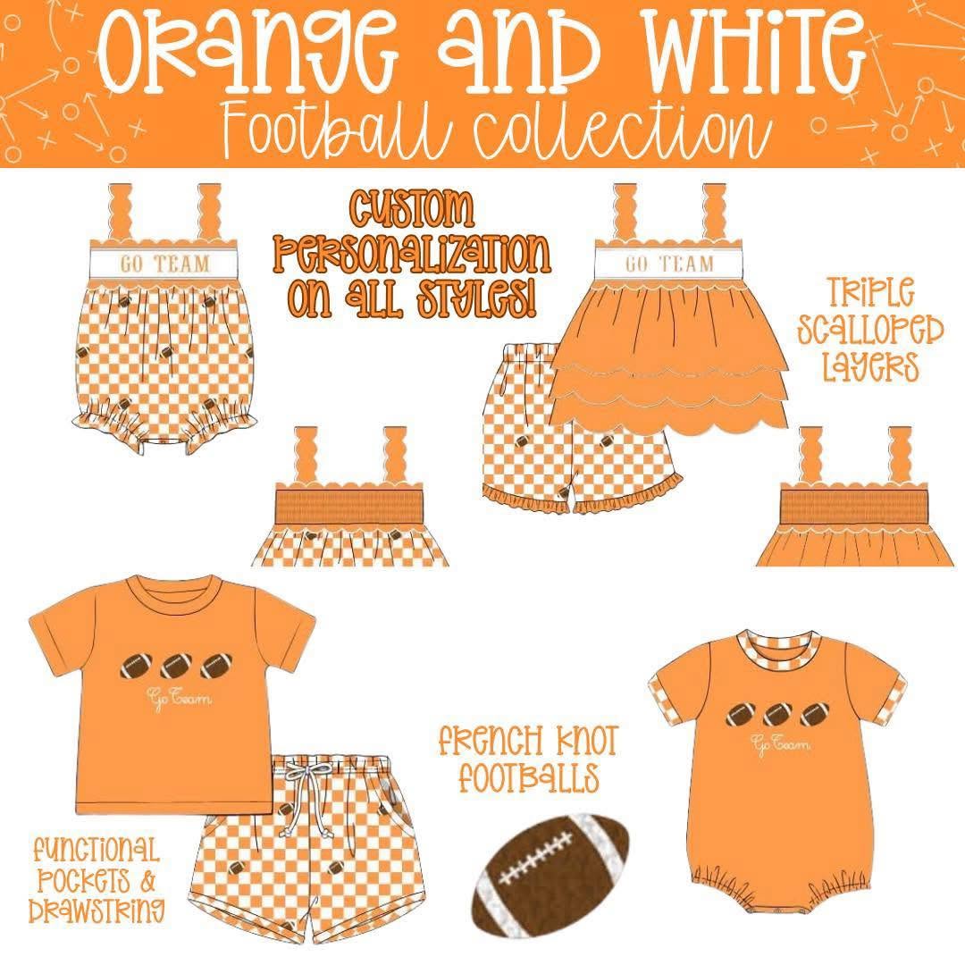 ORANGE & WHITE FOOTBALL BOY SHORT SET