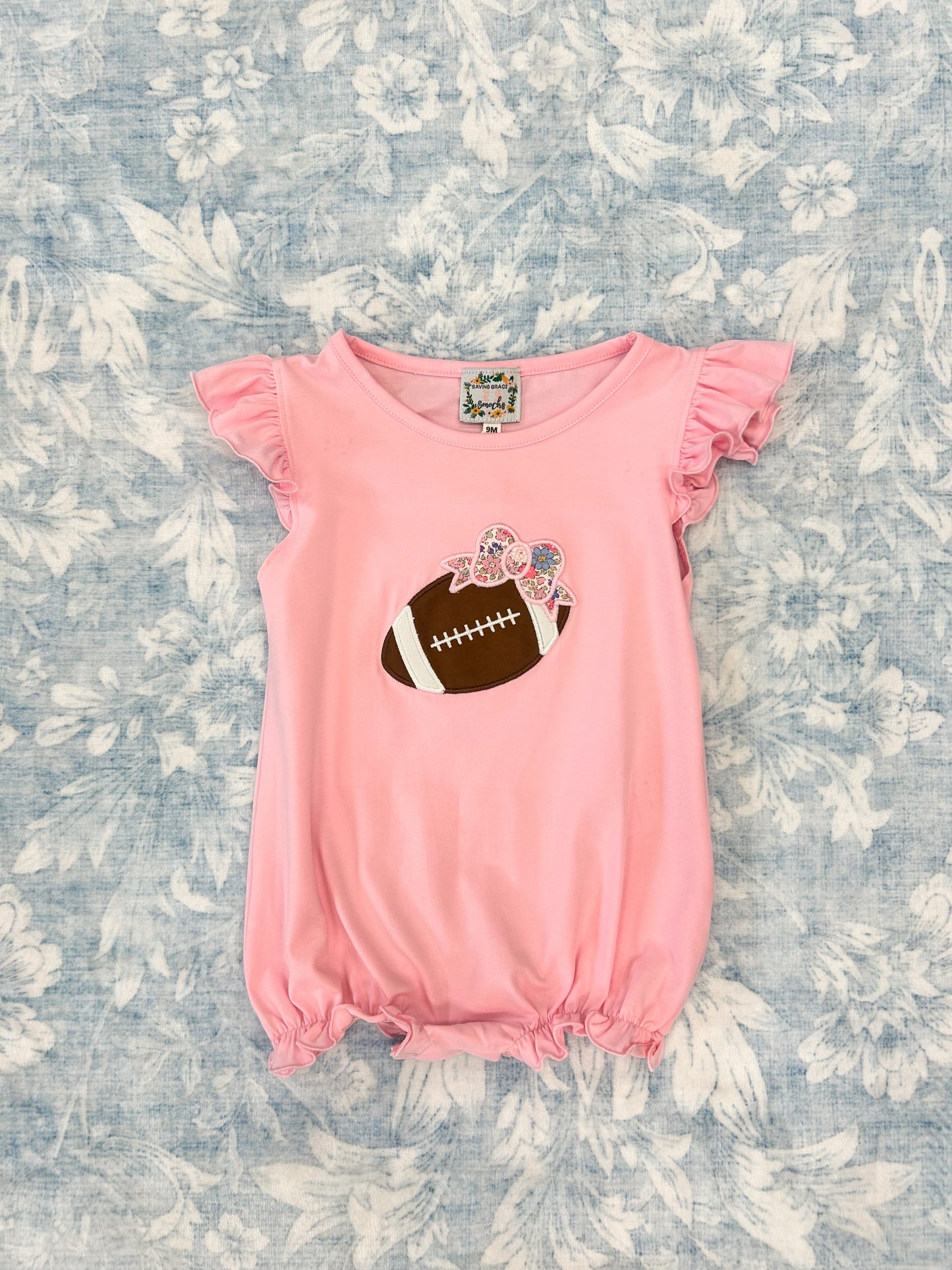 GIRLS FLORAL FOOTBALL APPLIQUE BUBBLE