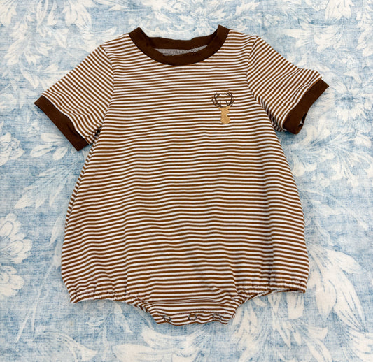 BOYS DEER EMBROIDERED KNIT BUBBLE
