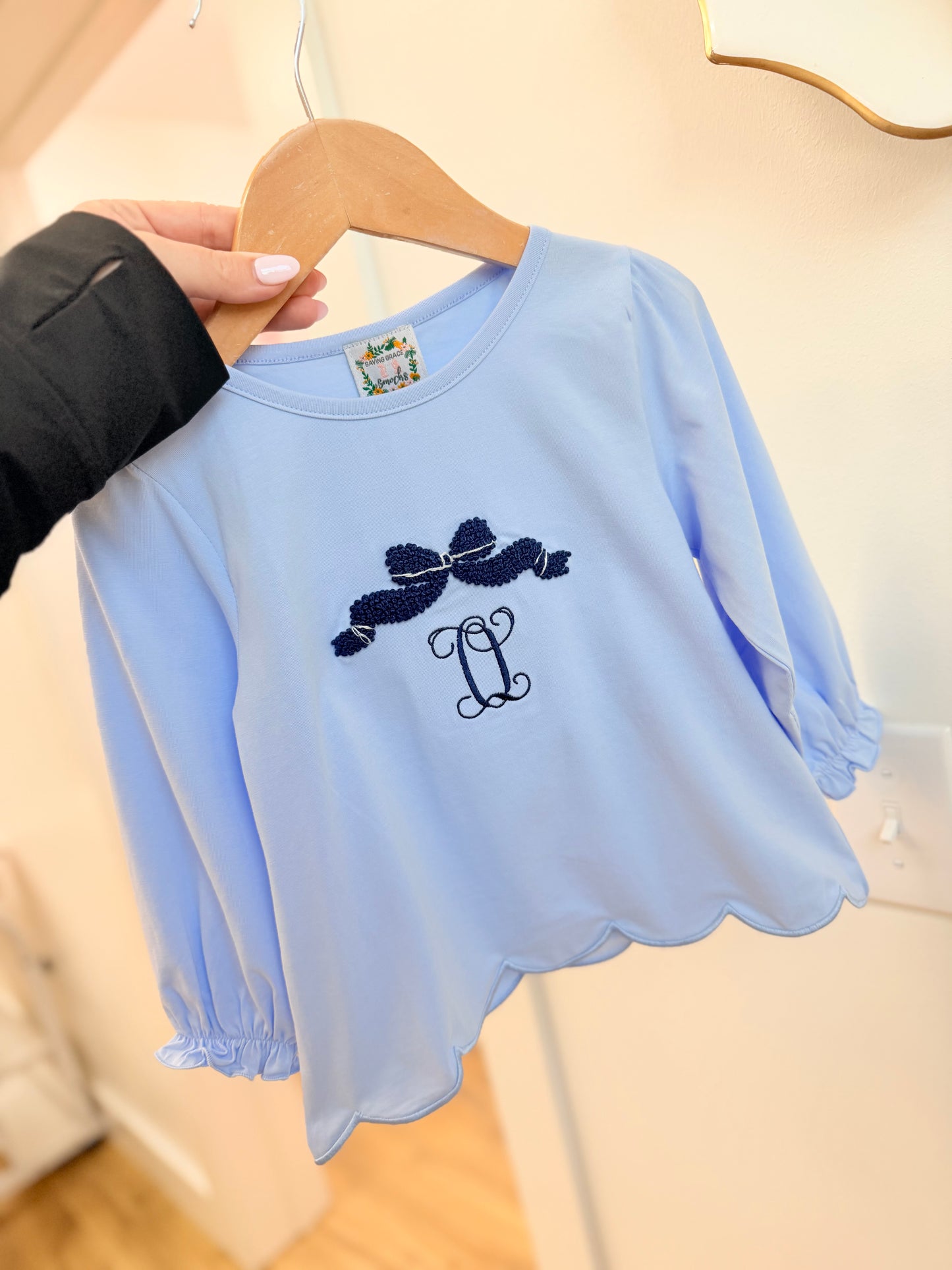 LONG SLEEVE NAVY BOW GIRL SHIRT