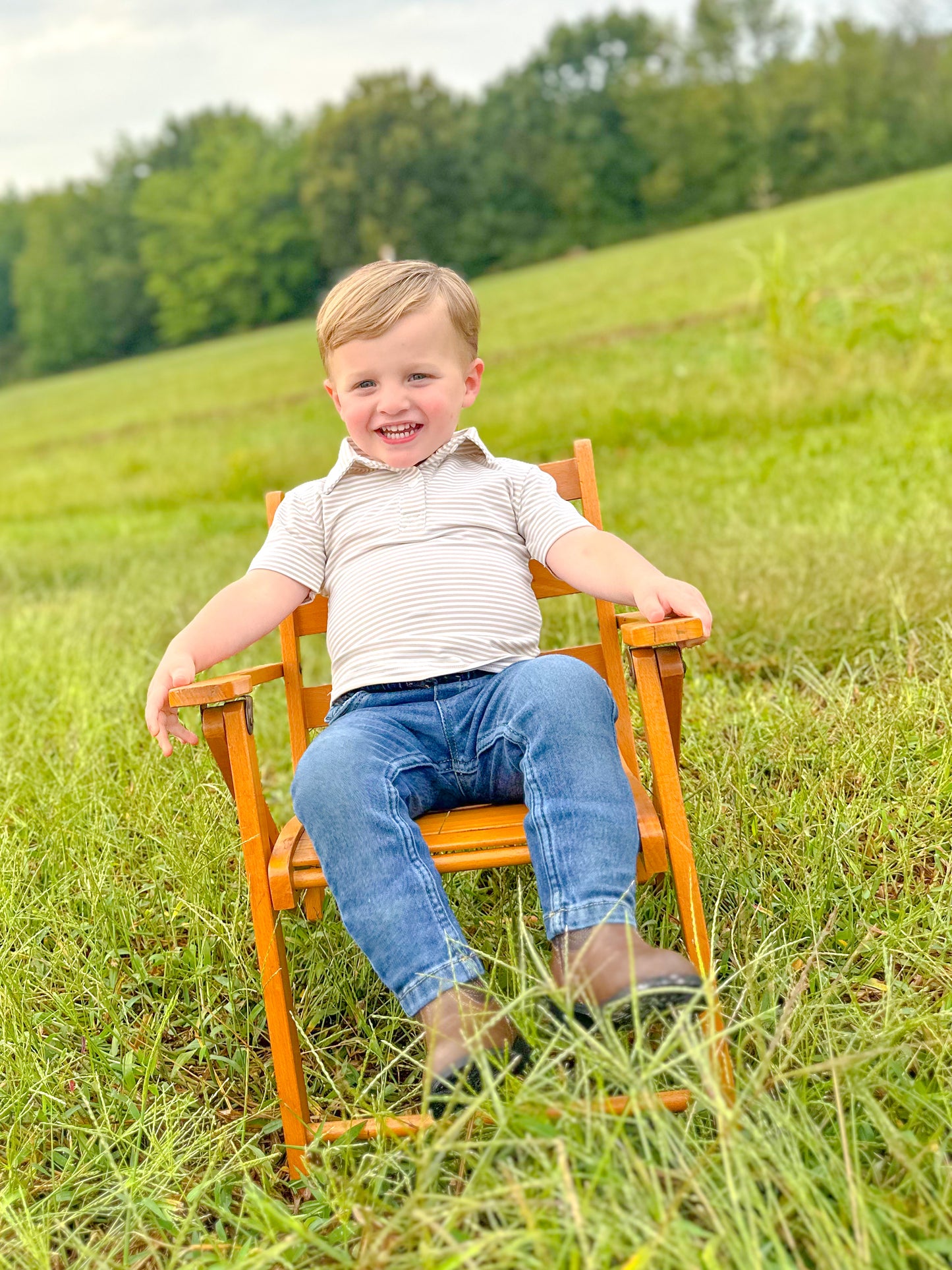 BOYS KHAKI STRIPE POLO
