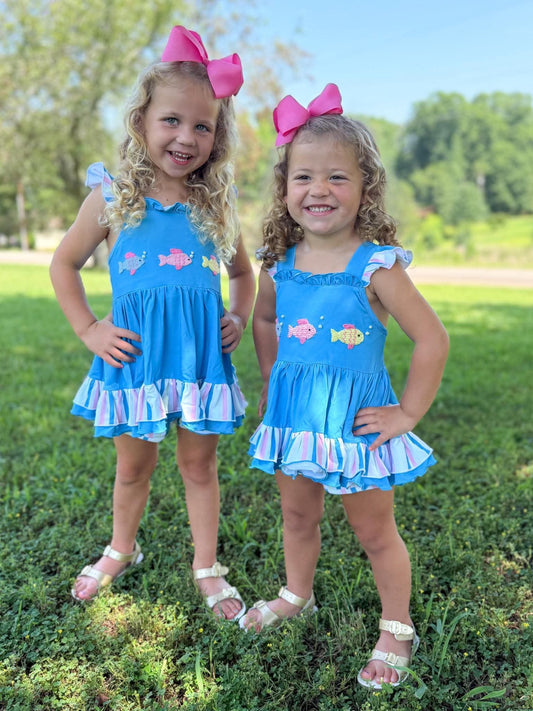 GIRLS CROCHET FISH SHORTIE SET