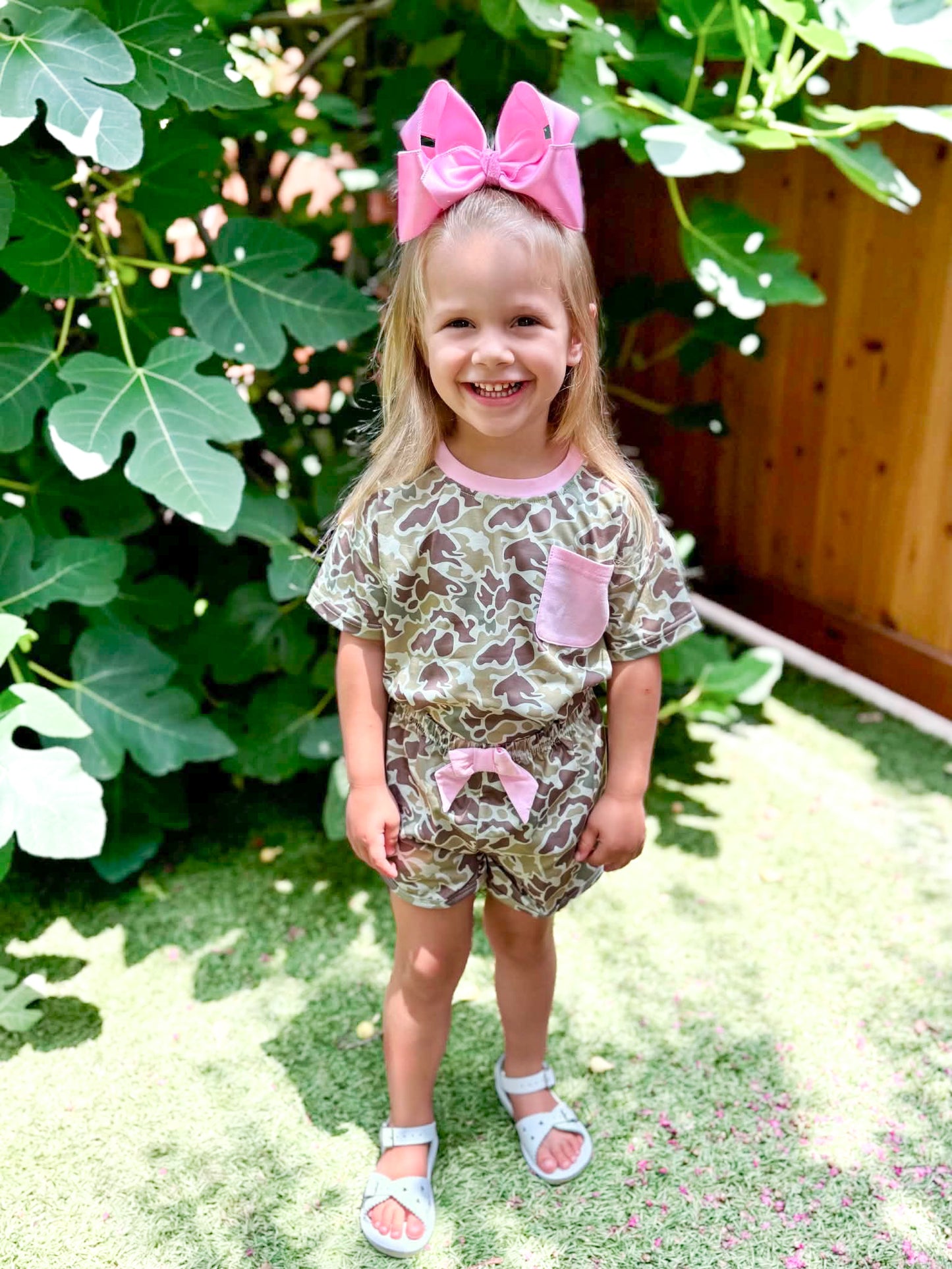 GIRLS CAMO KNIT BASIC SHORTIE SET