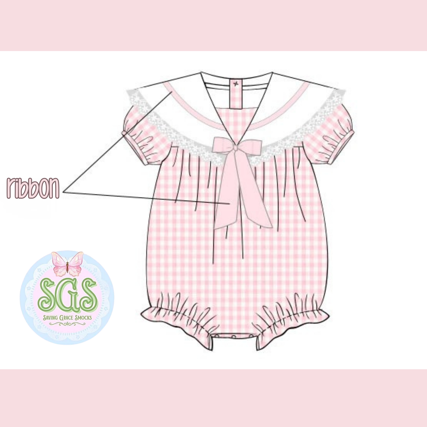 GIRLS PINK GINGHAM SCALLOP BUBBLE