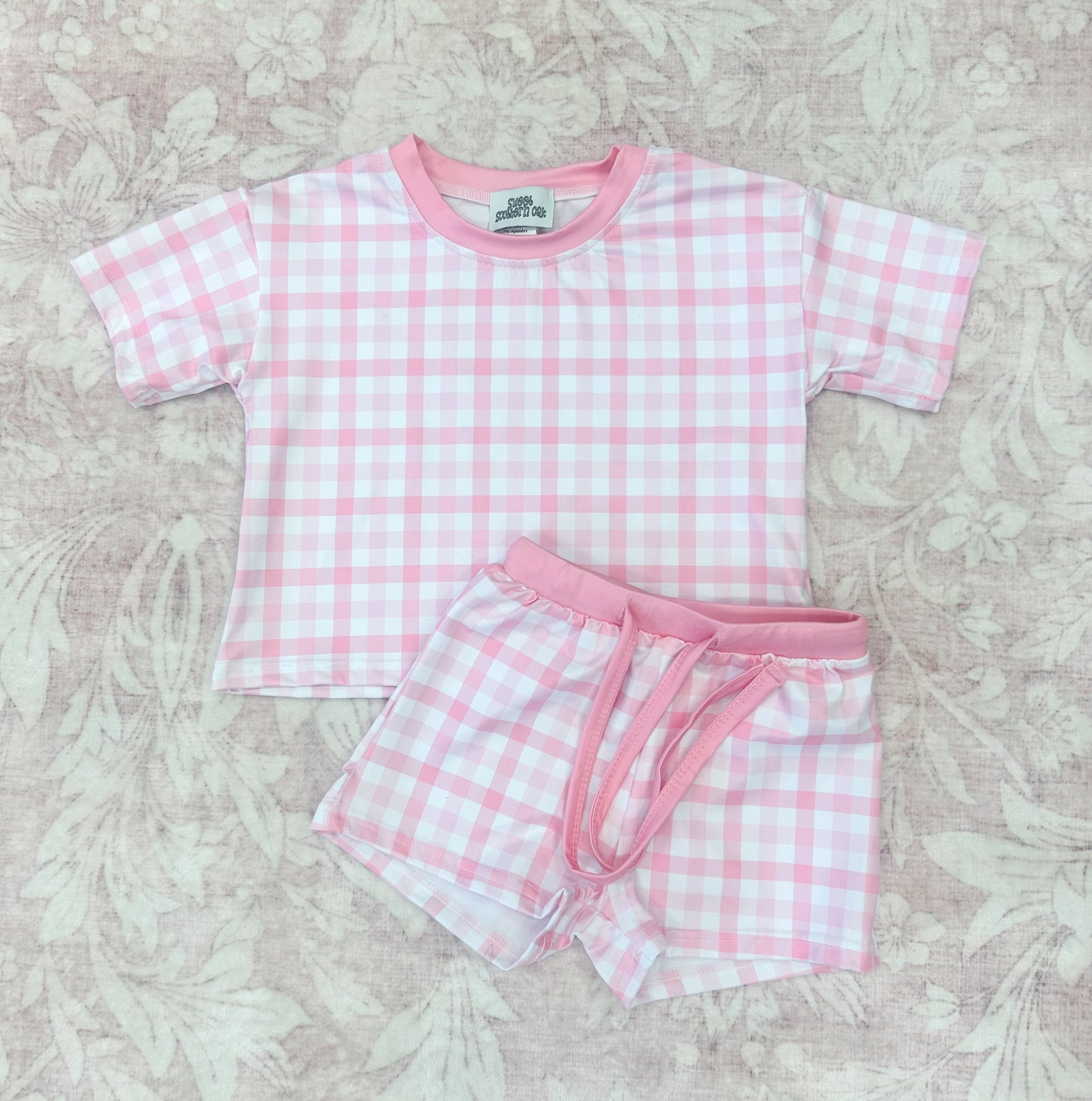 GIRLS LOUNGE SETS - PINK PLAID
