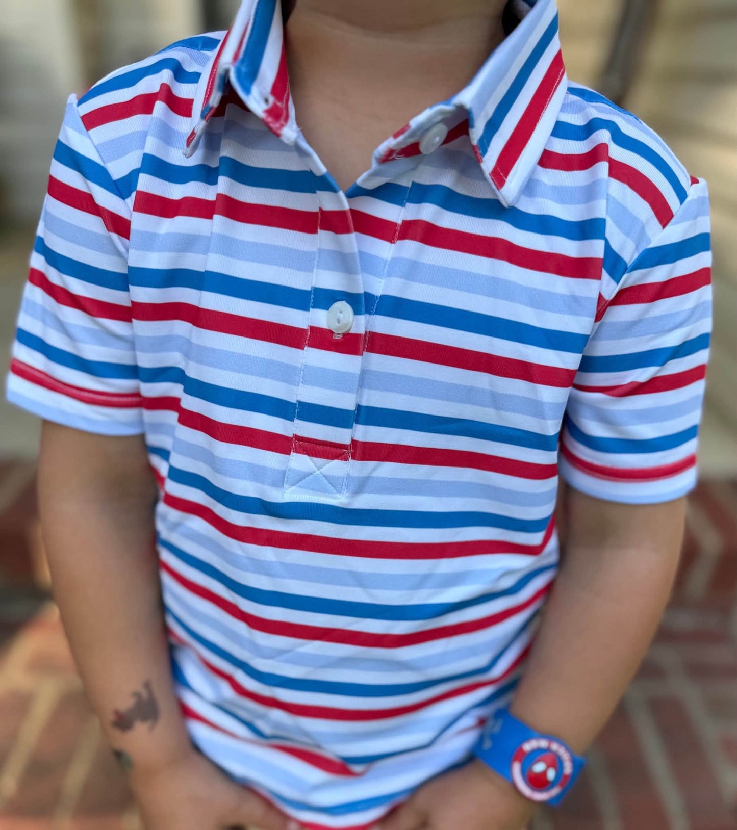 BOYS PATRIOTIC STRIPE POLO
