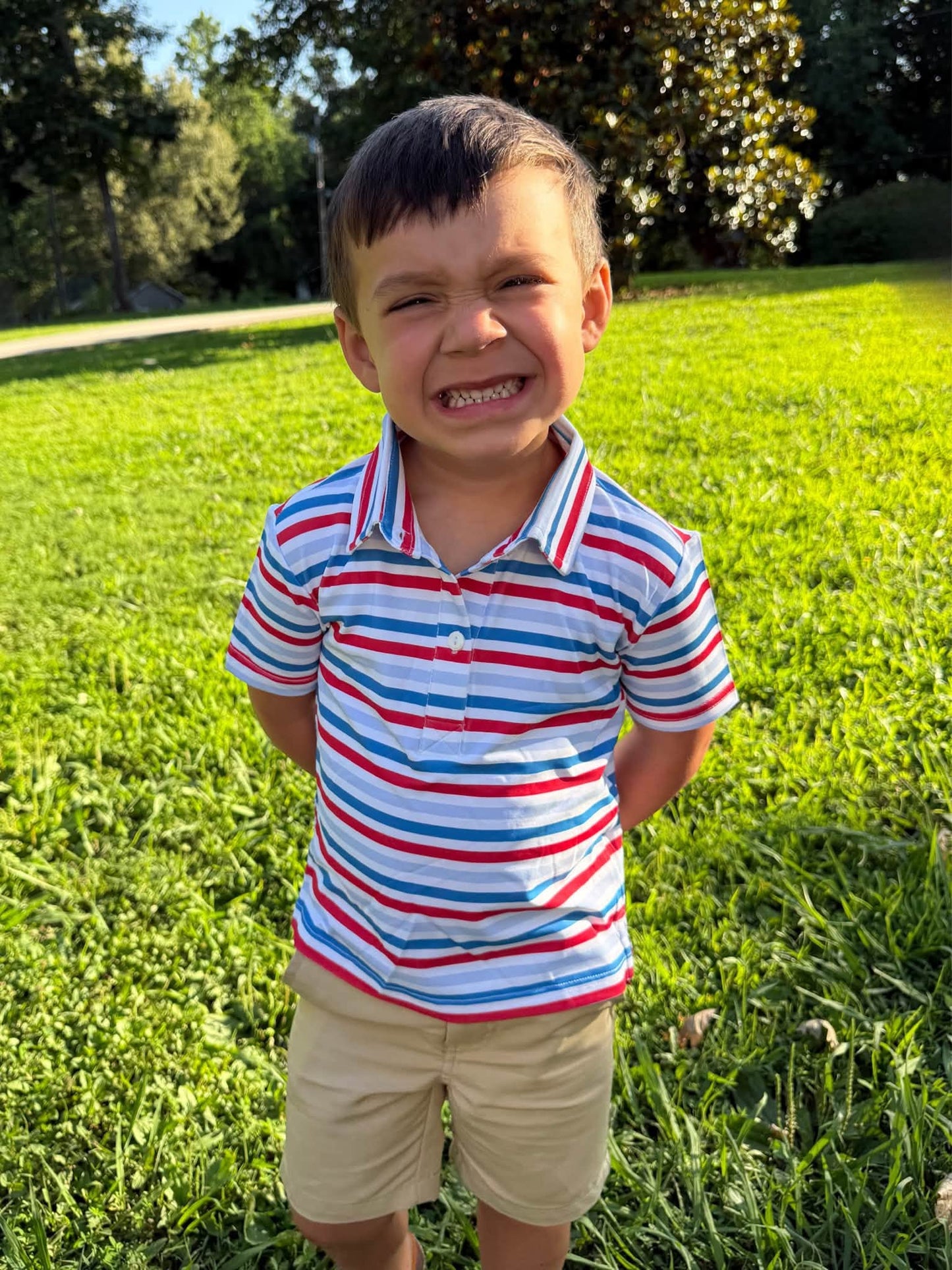 BOYS PATRIOTIC STRIPE POLO