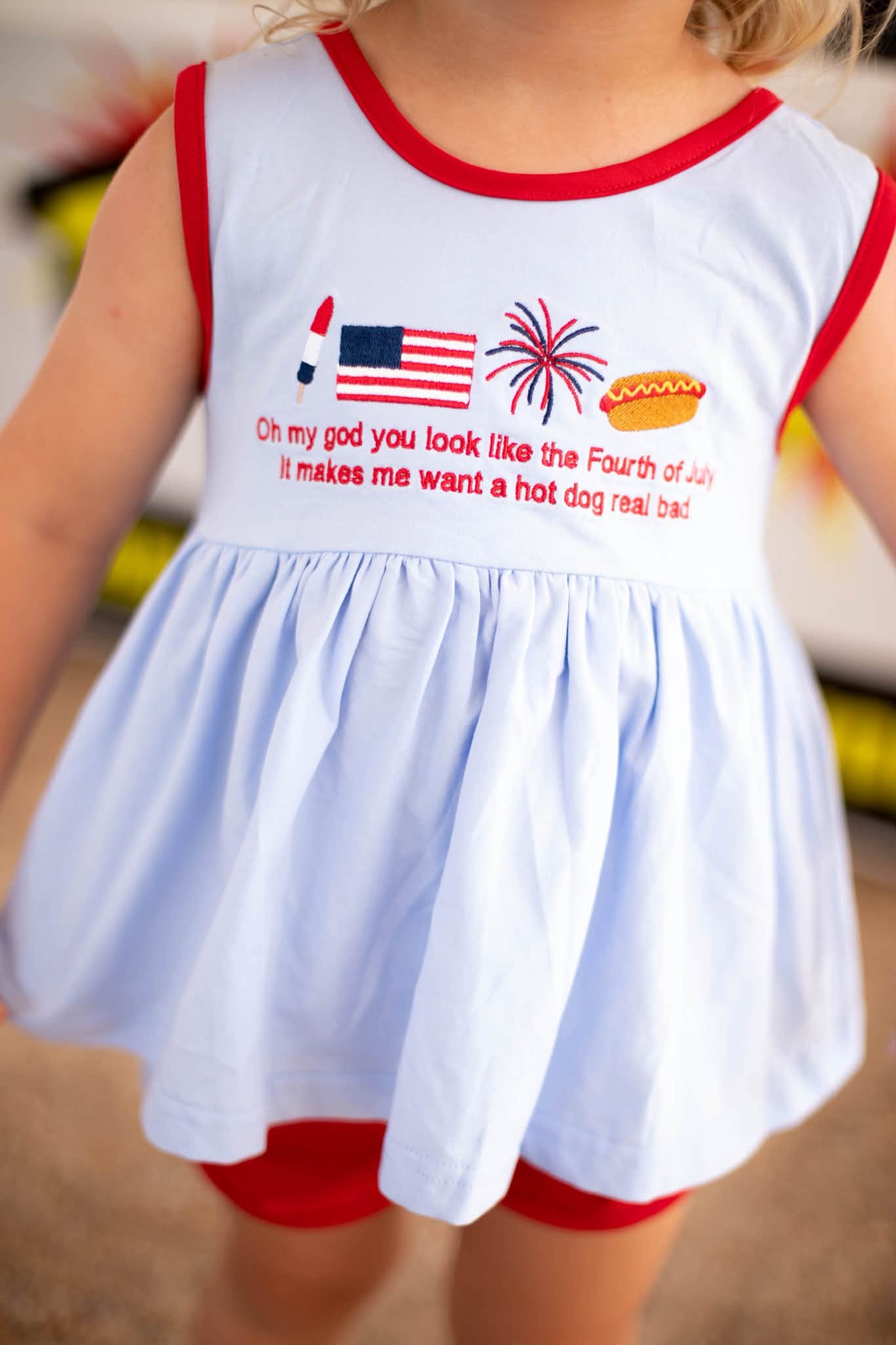 GIRLS YOU LOOK LIKE THE 4TH OF JULY SHORTIE SET