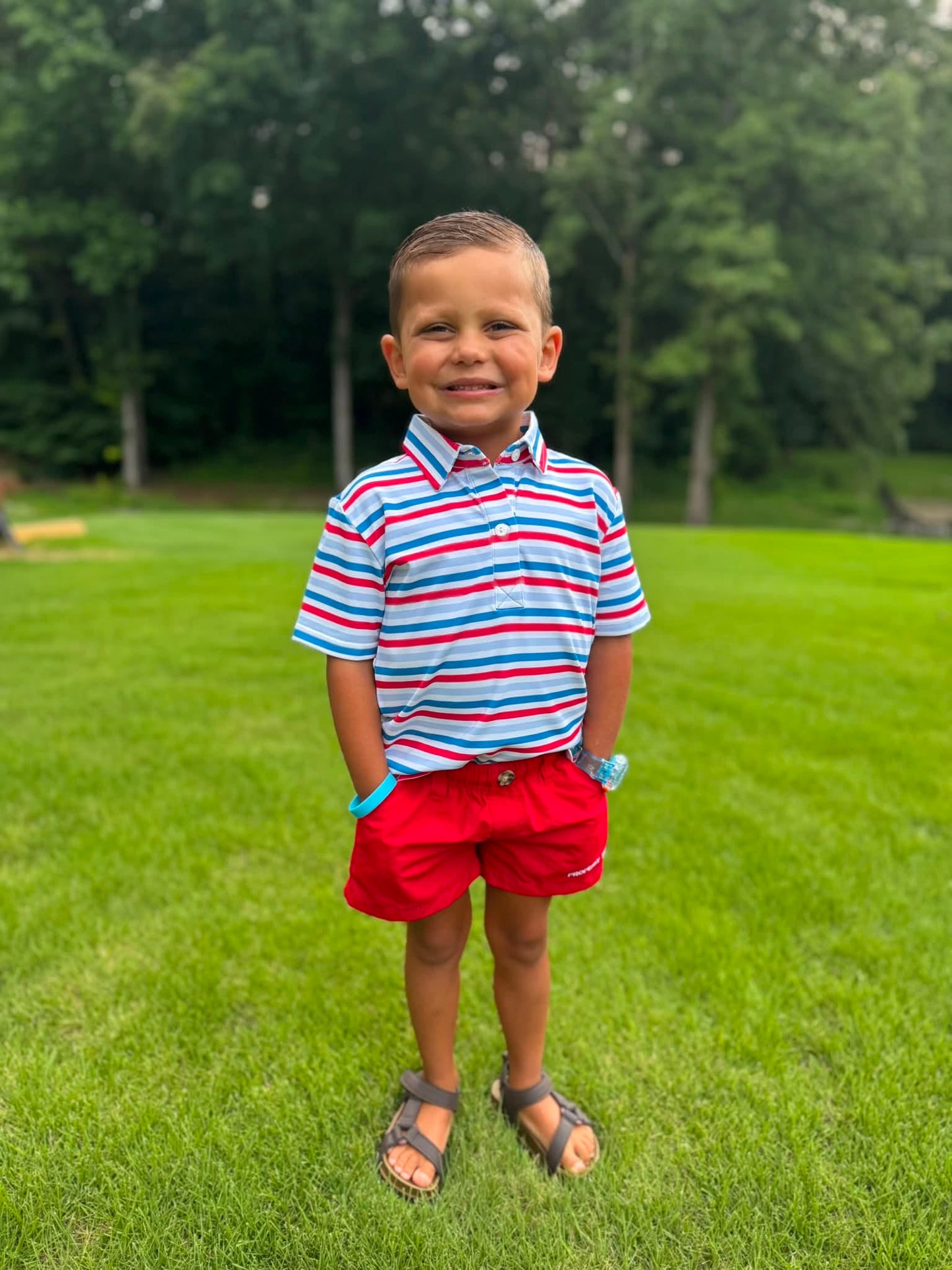 BOYS PATRIOTIC STRIPE POLO