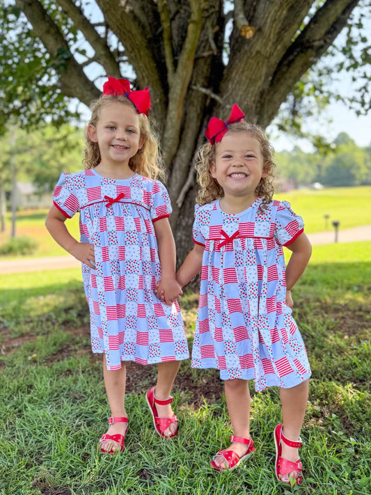 GIRLS PATRIOTIC PATCHWORK DRESS