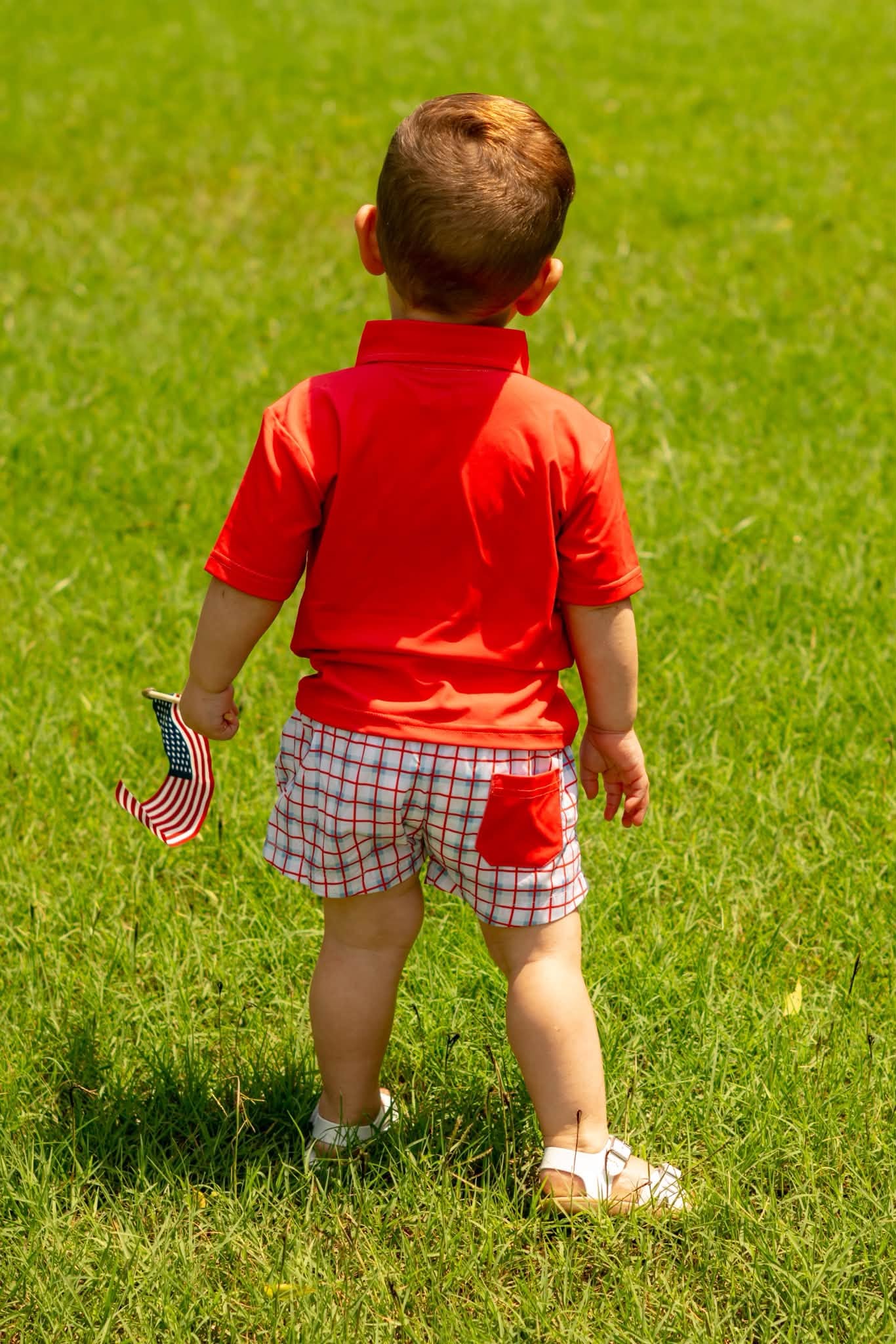 BOYS PATRIOTIC PLAID SHORTIE SET