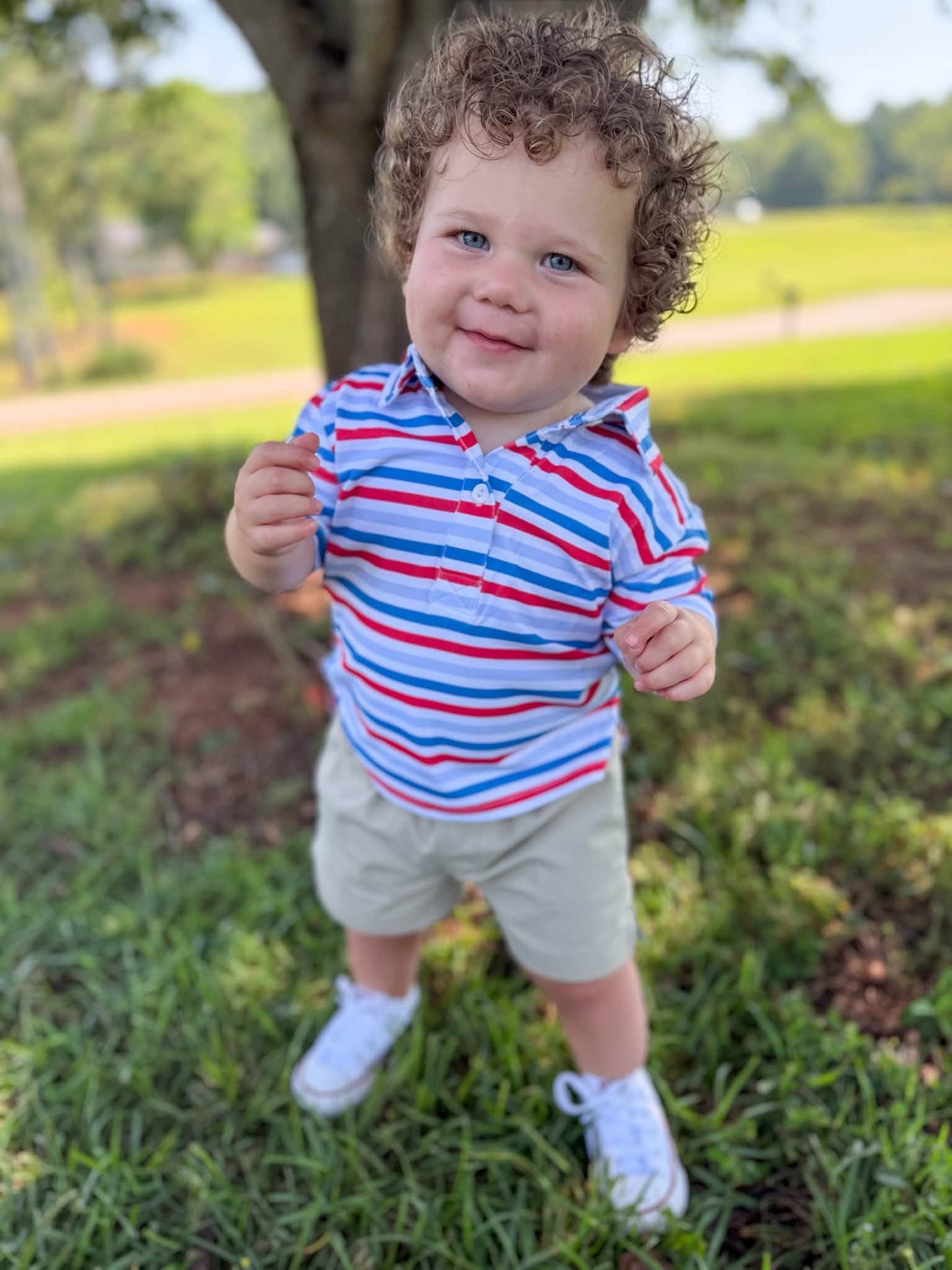 BOYS PATRIOTIC STRIPE POLO