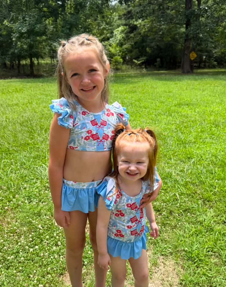 GIRLS PATRIOTIC PETALS 2PC SWIMSUIT