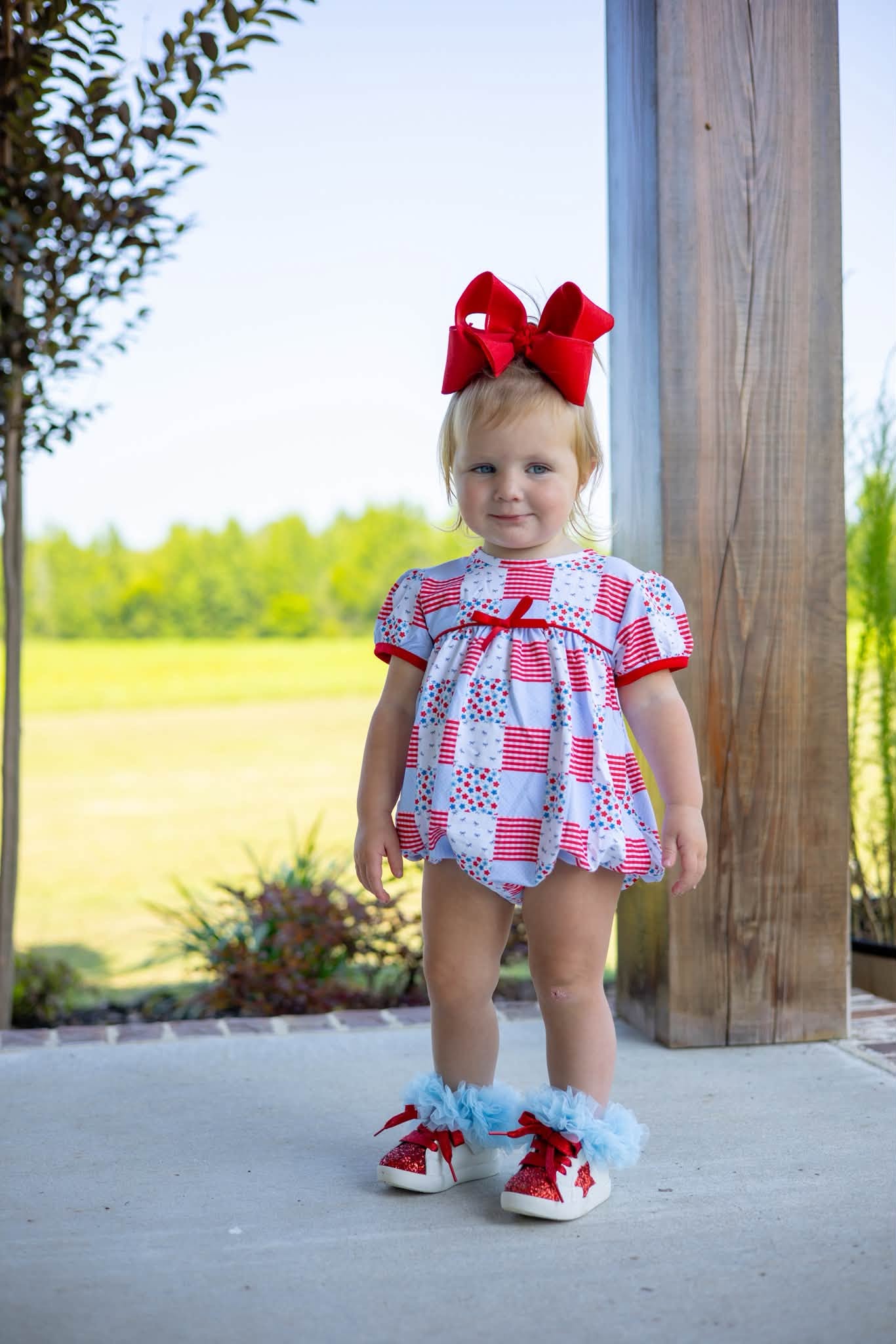 GIRLS PATRIOTIC PATCHWORK BUBBLE