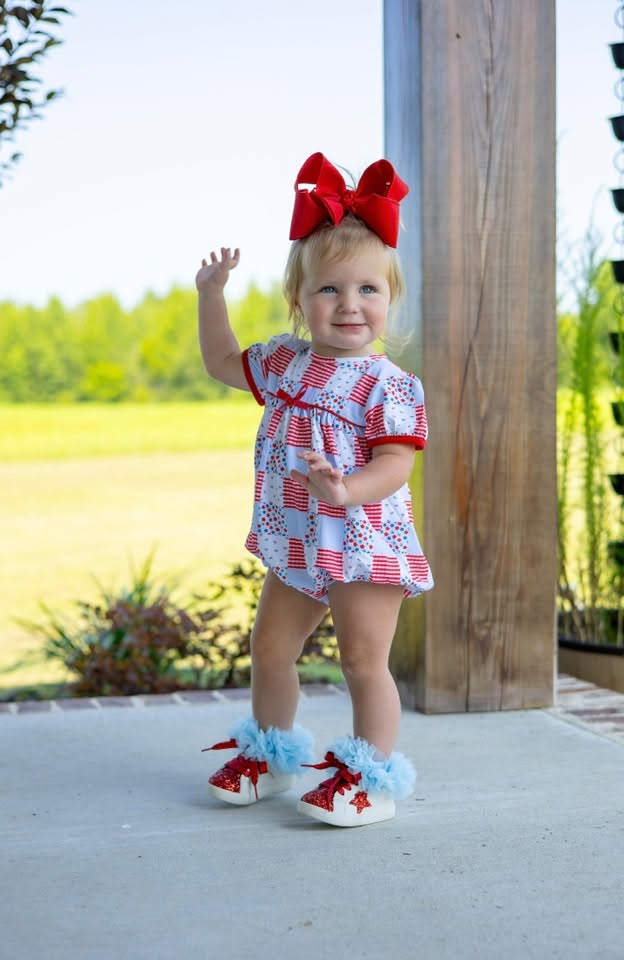 GIRLS PATRIOTIC PATCHWORK BUBBLE