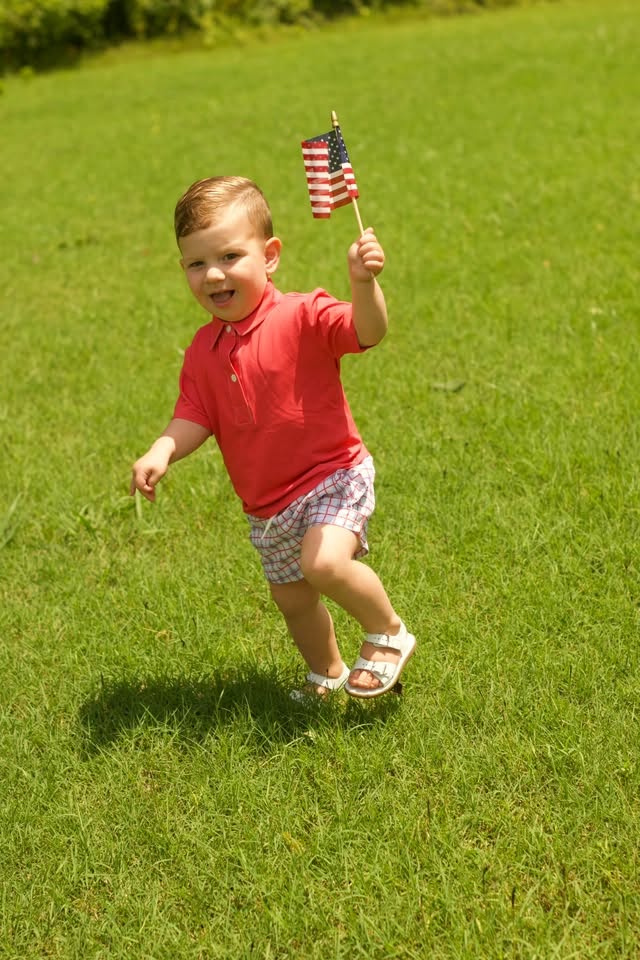 BOYS PATRIOTIC PLAID SHORTIE SET