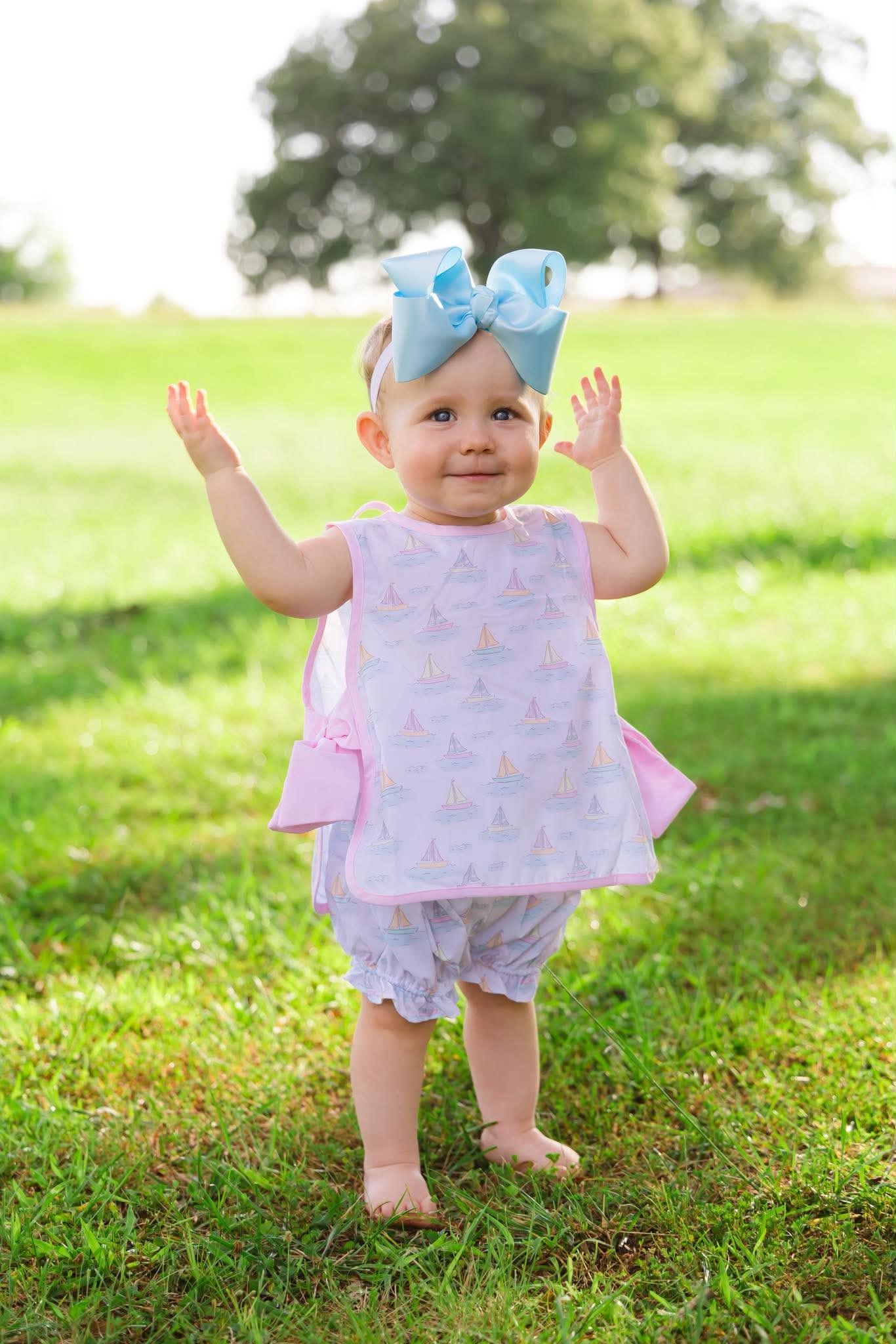 GIRLS COME SAIL AWAY APRON BLOOMER SHORT SET