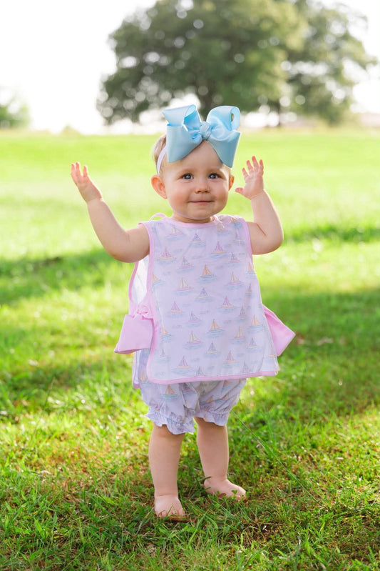 GIRLS COME SAIL AWAY APRON BLOOMER SHORT SET