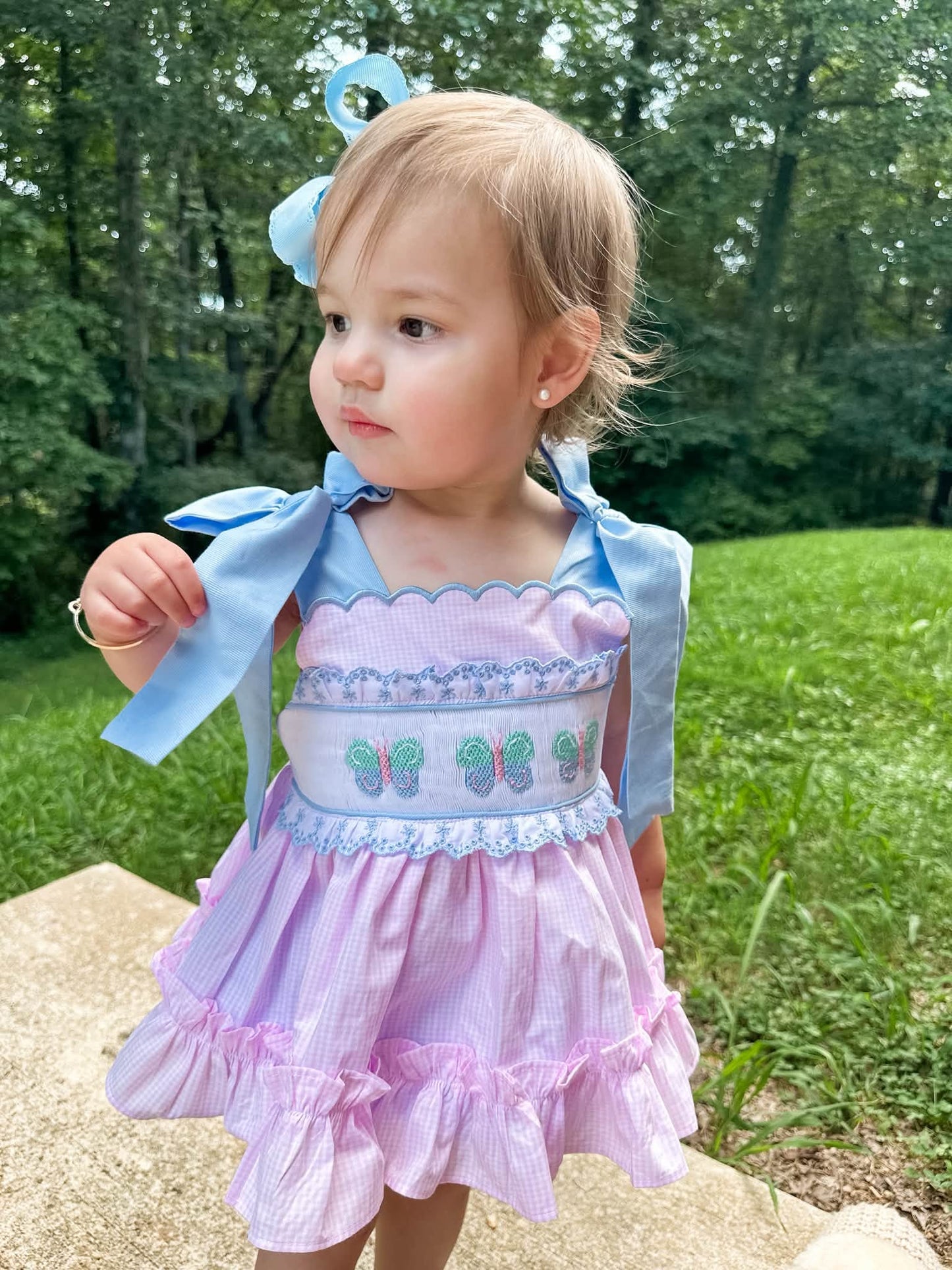 GIRLS BUTTERFLY SMOCK BLOOMER SET