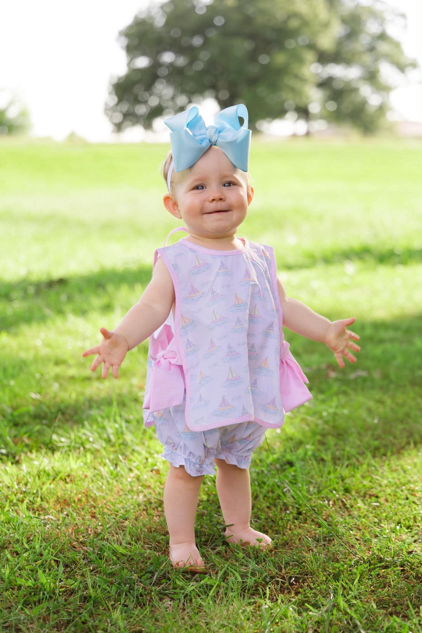 GIRLS COME SAIL AWAY APRON BLOOMER SHORT SET
