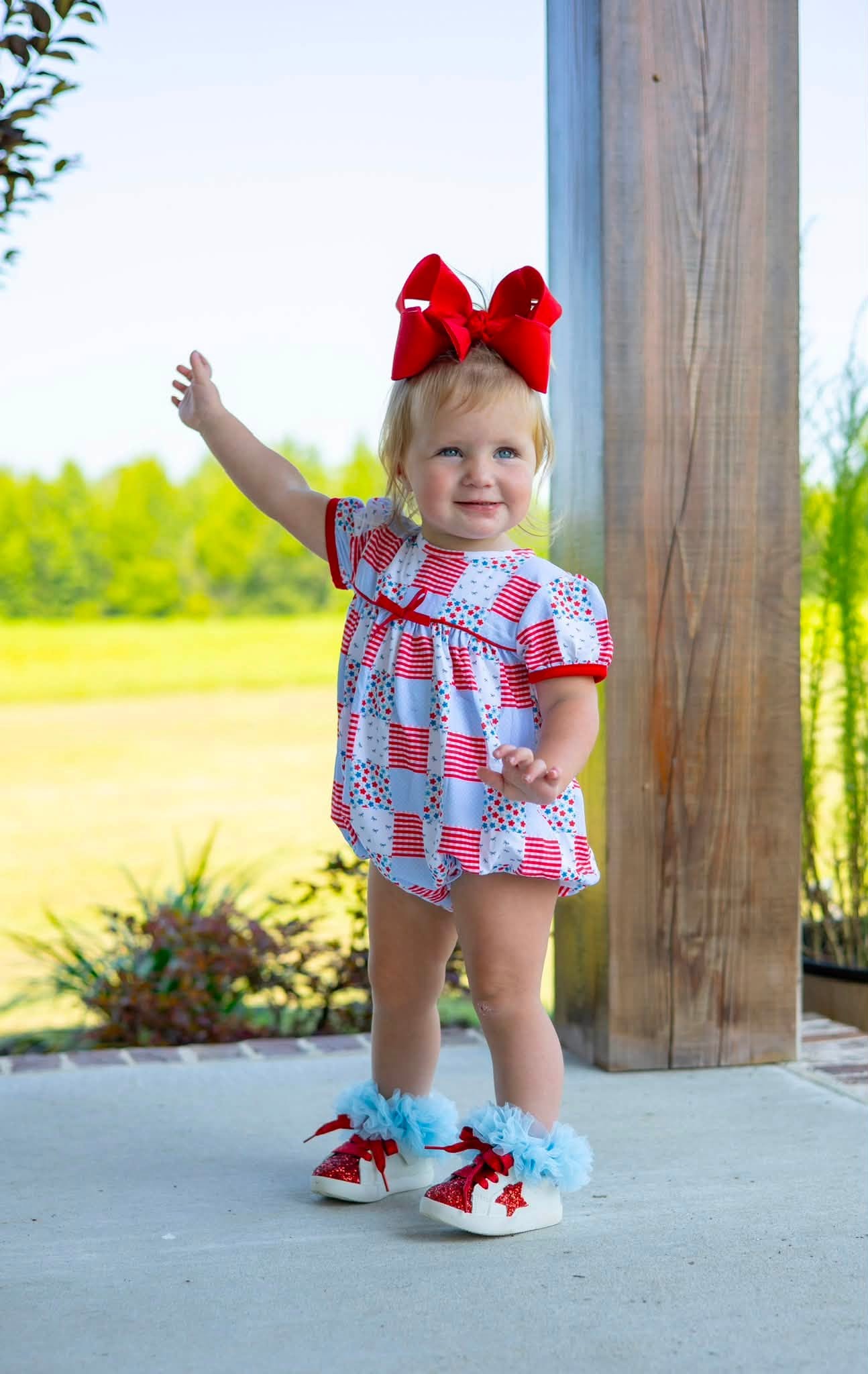 GIRLS PATRIOTIC PATCHWORK BUBBLE