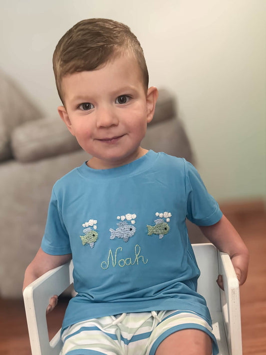 BOYS CROCHET FISH SHORTIE SET