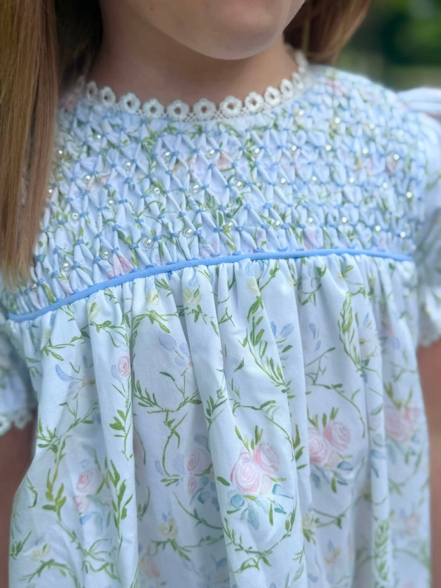 GIRLS PASTEL HONEYCOMB PEARL DRESS