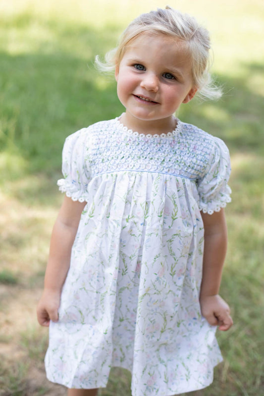 GIRLS PASTEL HONEYCOMB PEARL DRESS