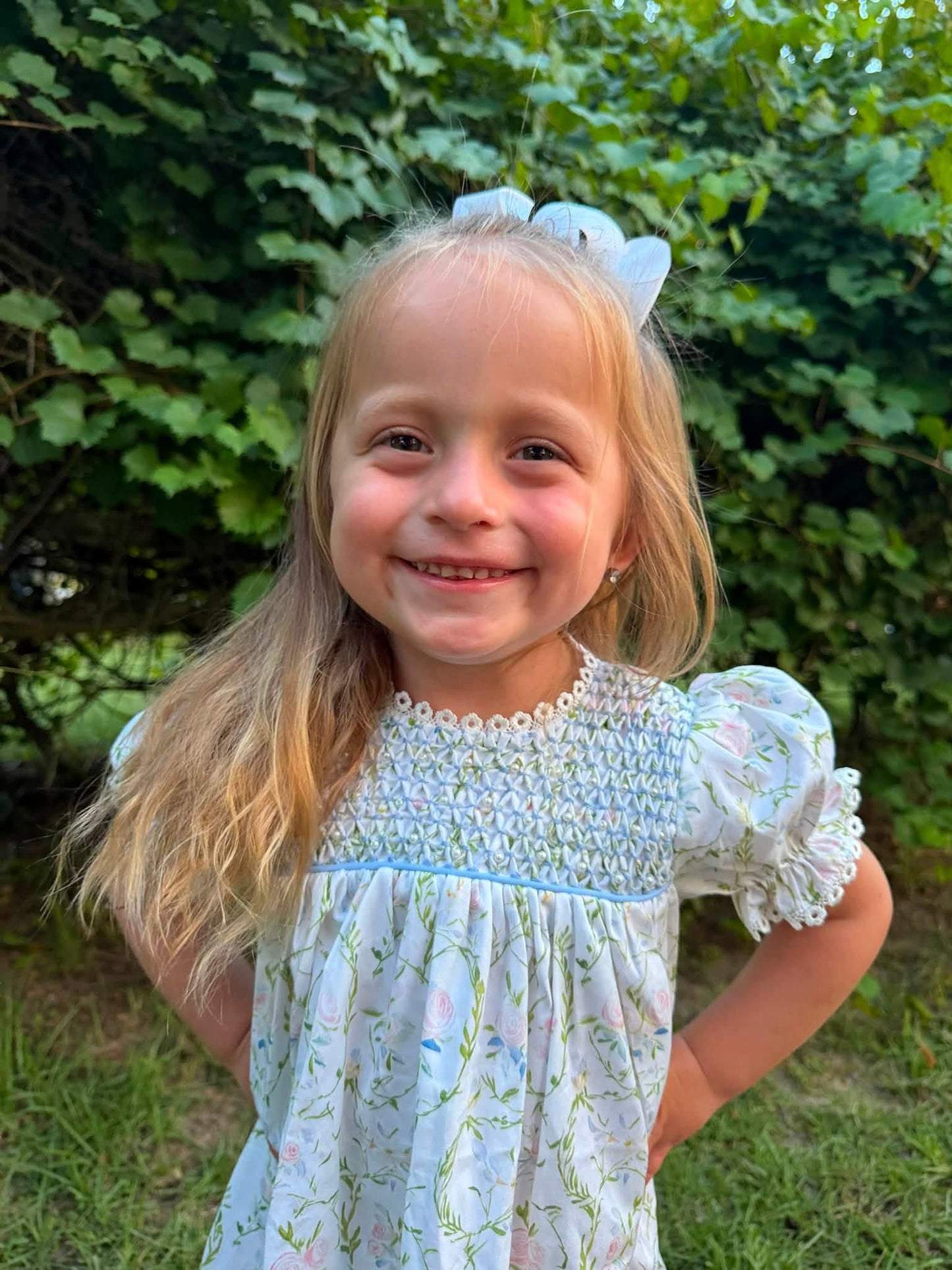 GIRLS PASTEL HONEYCOMB PEARL DRESS