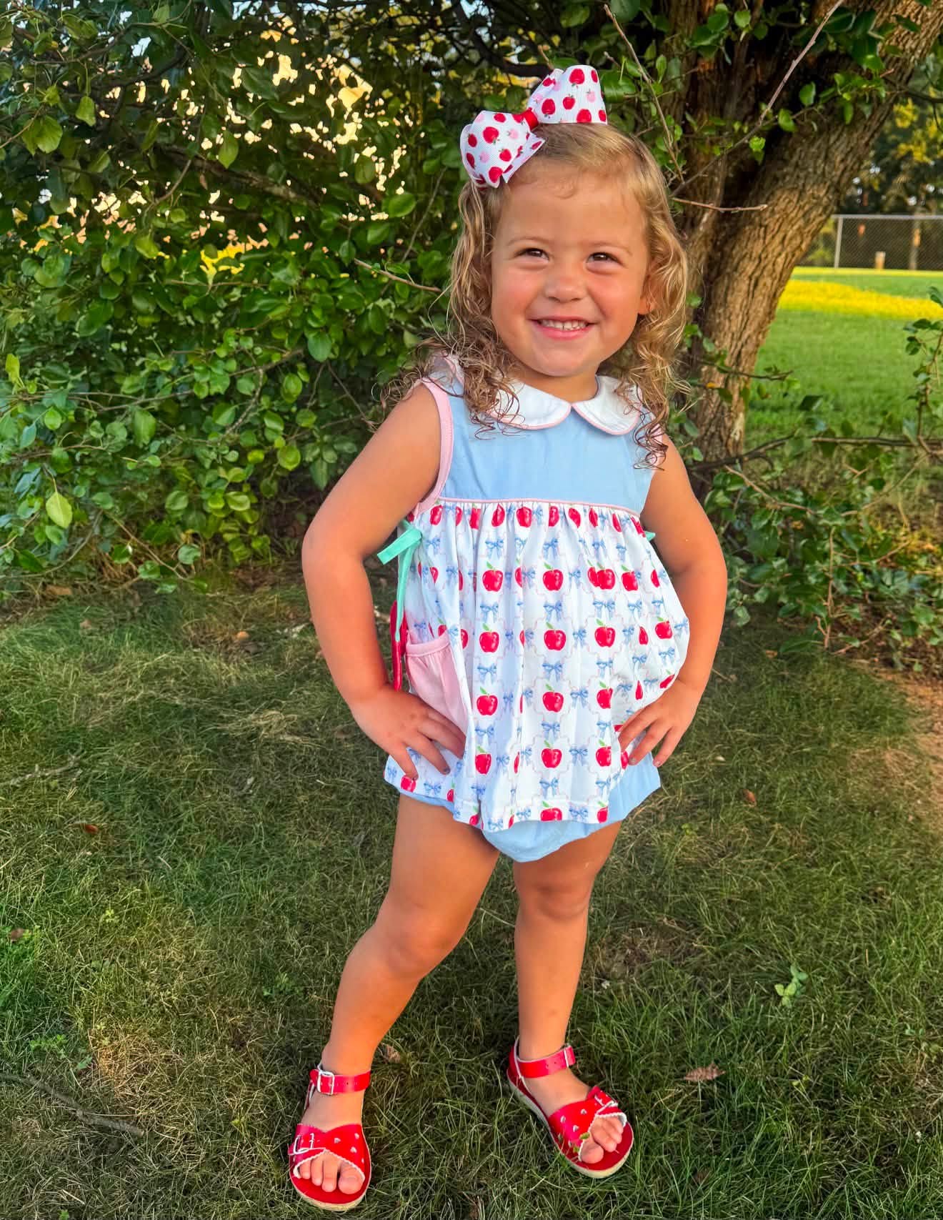 GIRL APPLE TASSEL BLOOMER / DRESS SET