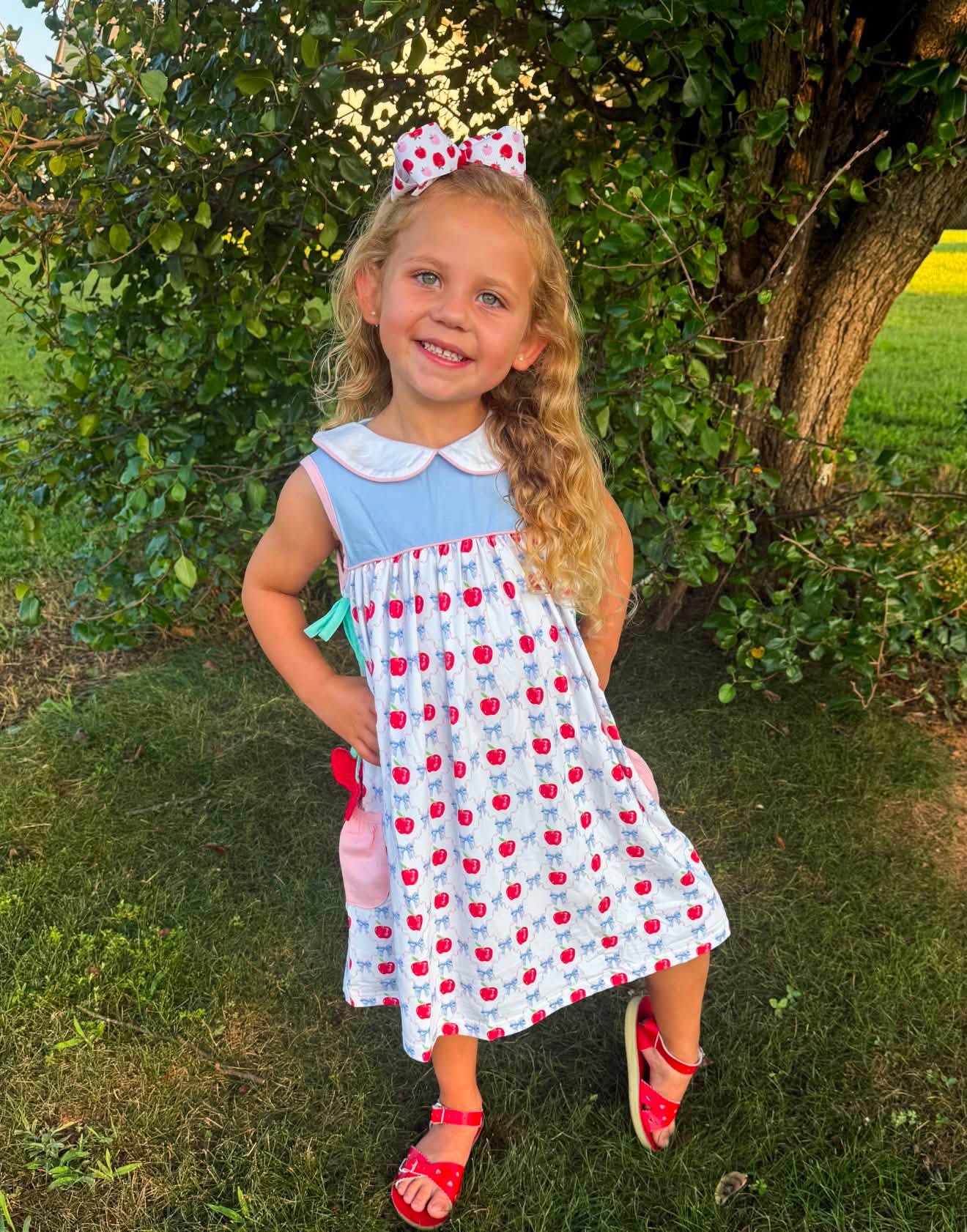 GIRL APPLE TASSEL BLOOMER / DRESS SET
