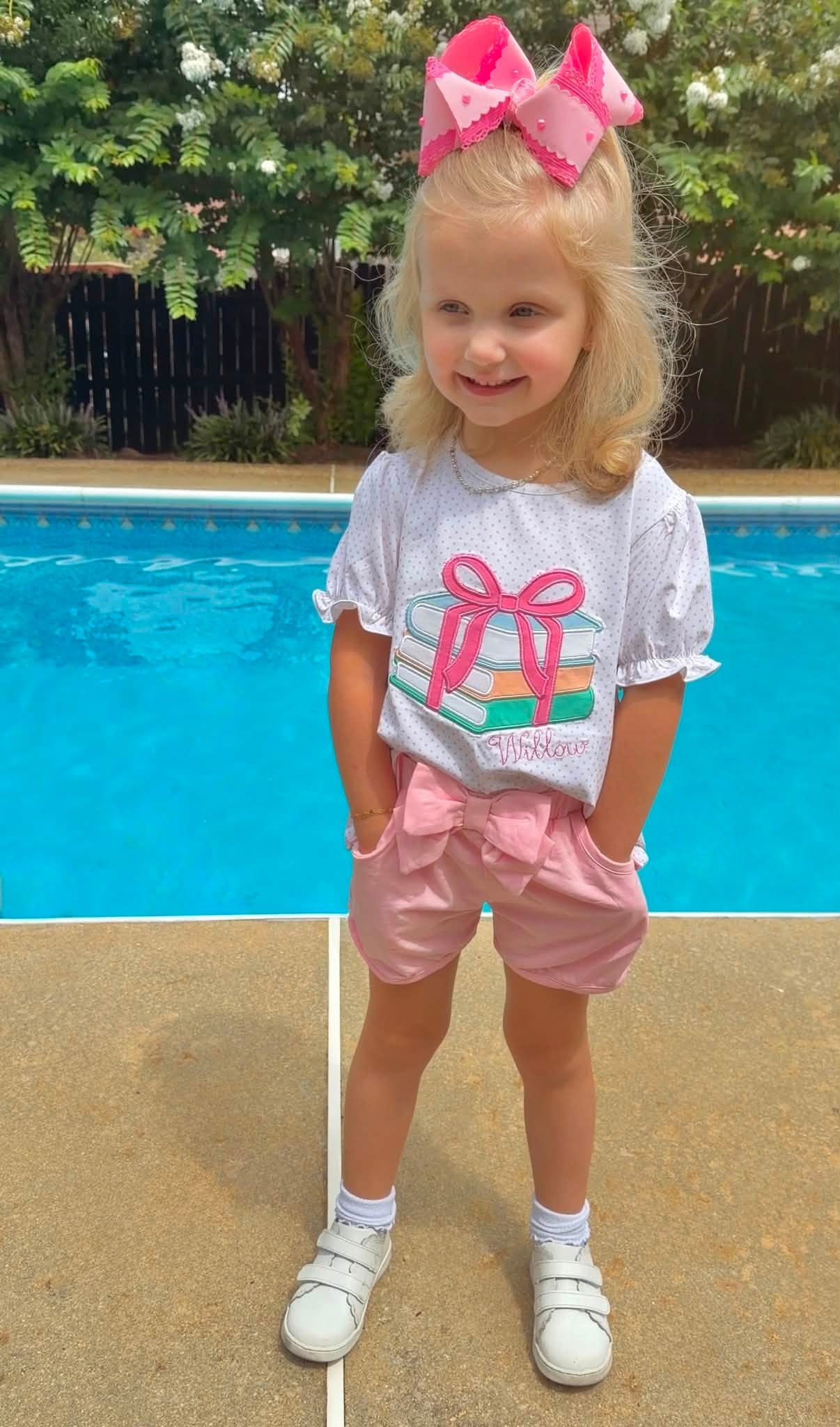 GIRL BITTY DOT BOOKS APPLIQUE SHIRT