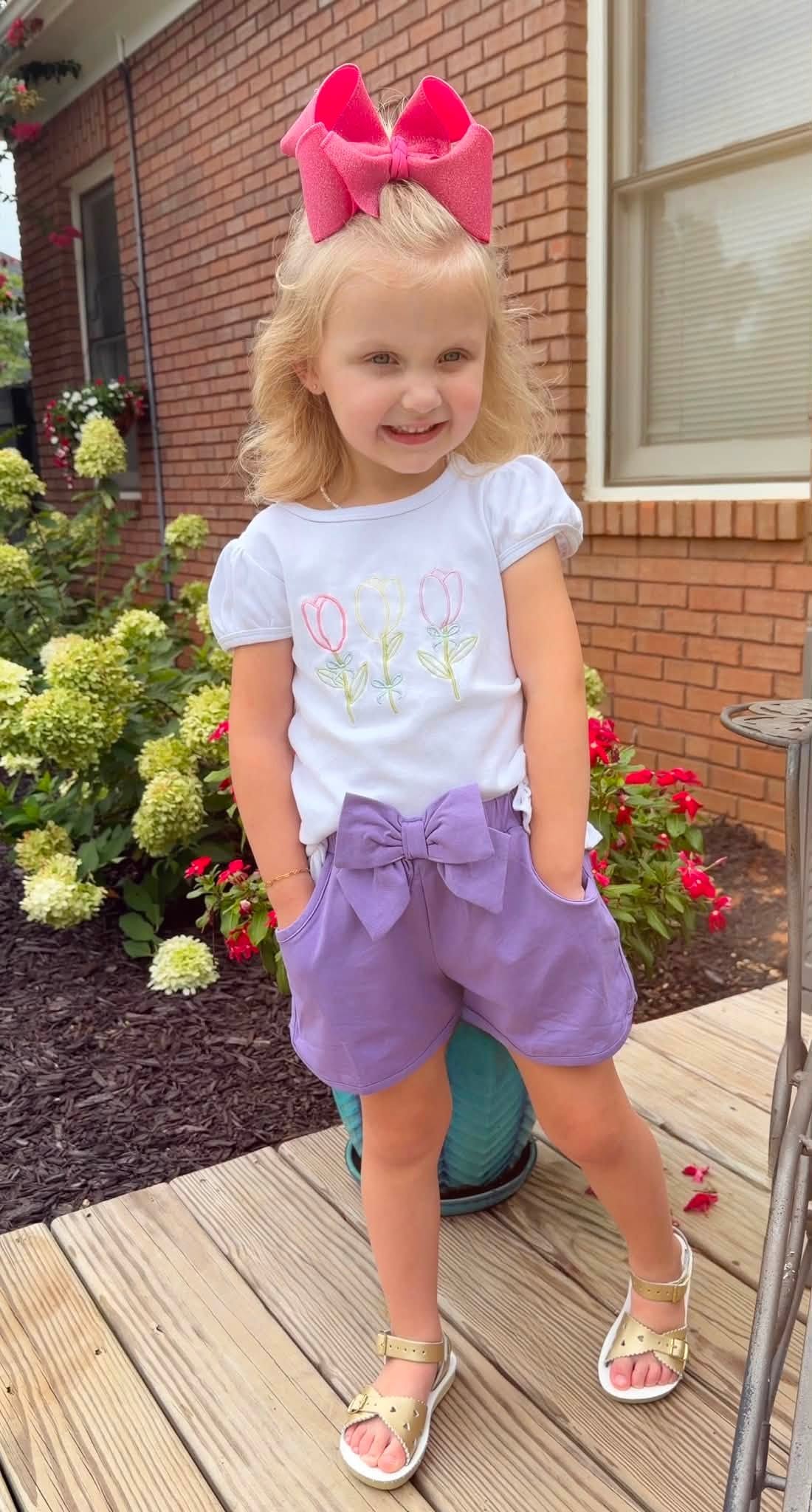 GIRL LAVENDER KNIT SHORTIES