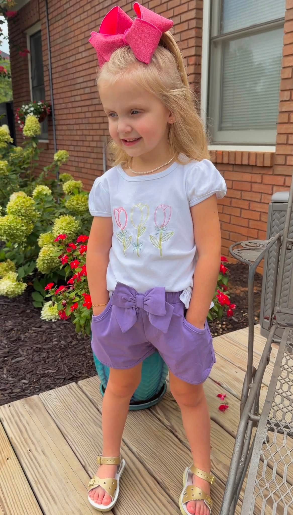 GIRL LAVENDER KNIT SHORTIES