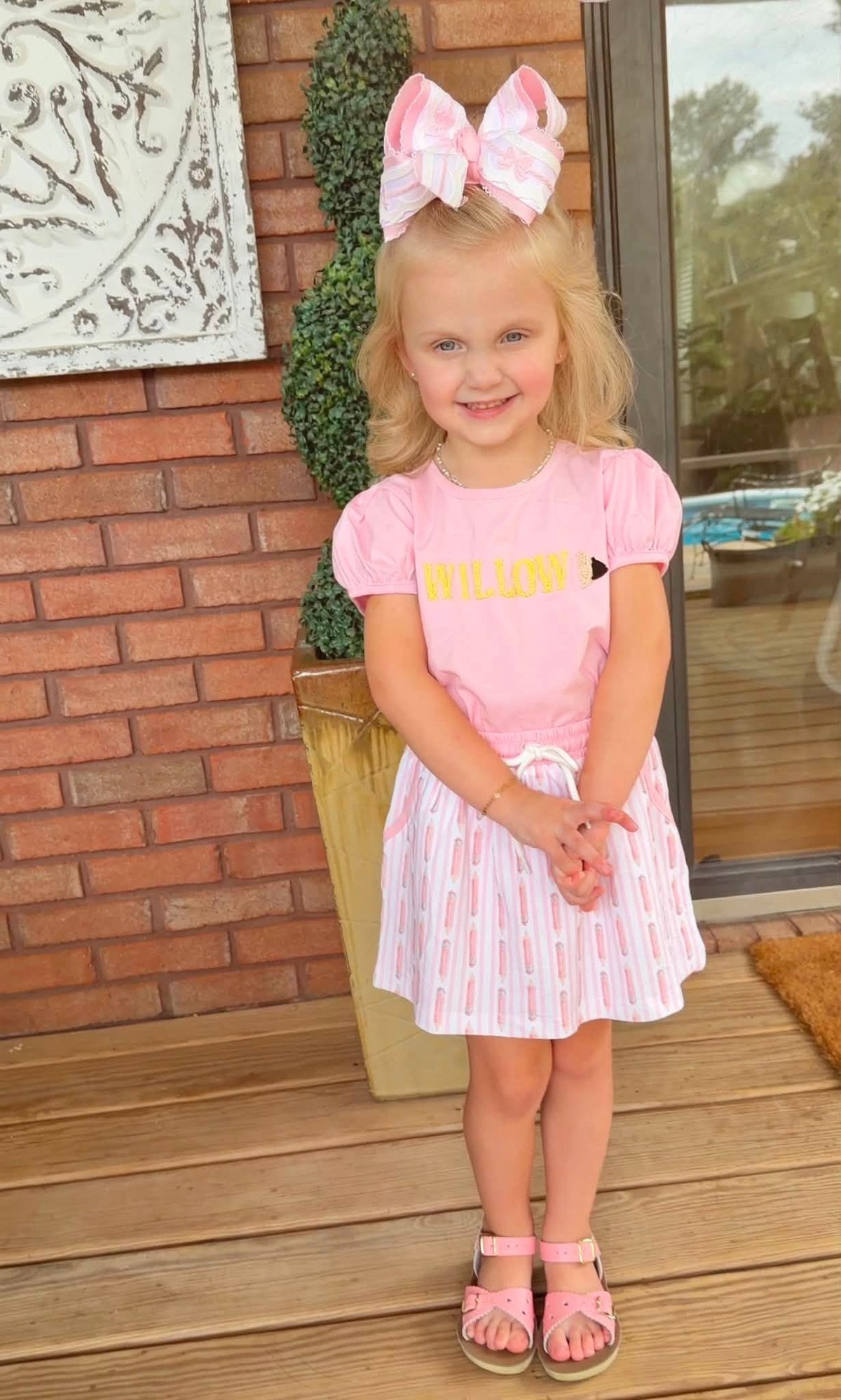 GIRL FRENCH KNOT CLASS IN SESSION SKORT SET