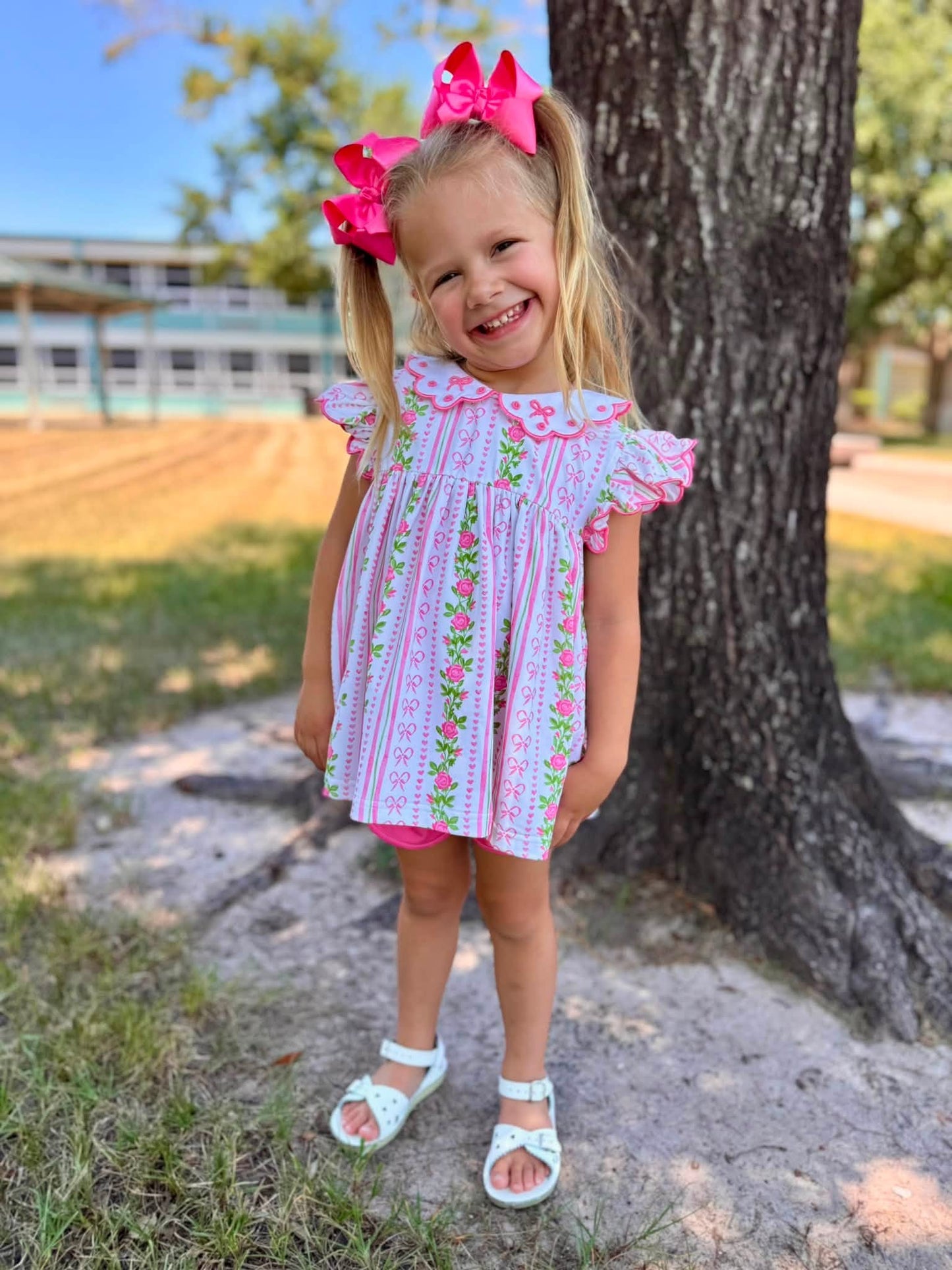 GIRL BOW TRELLIS SHORTIE SET