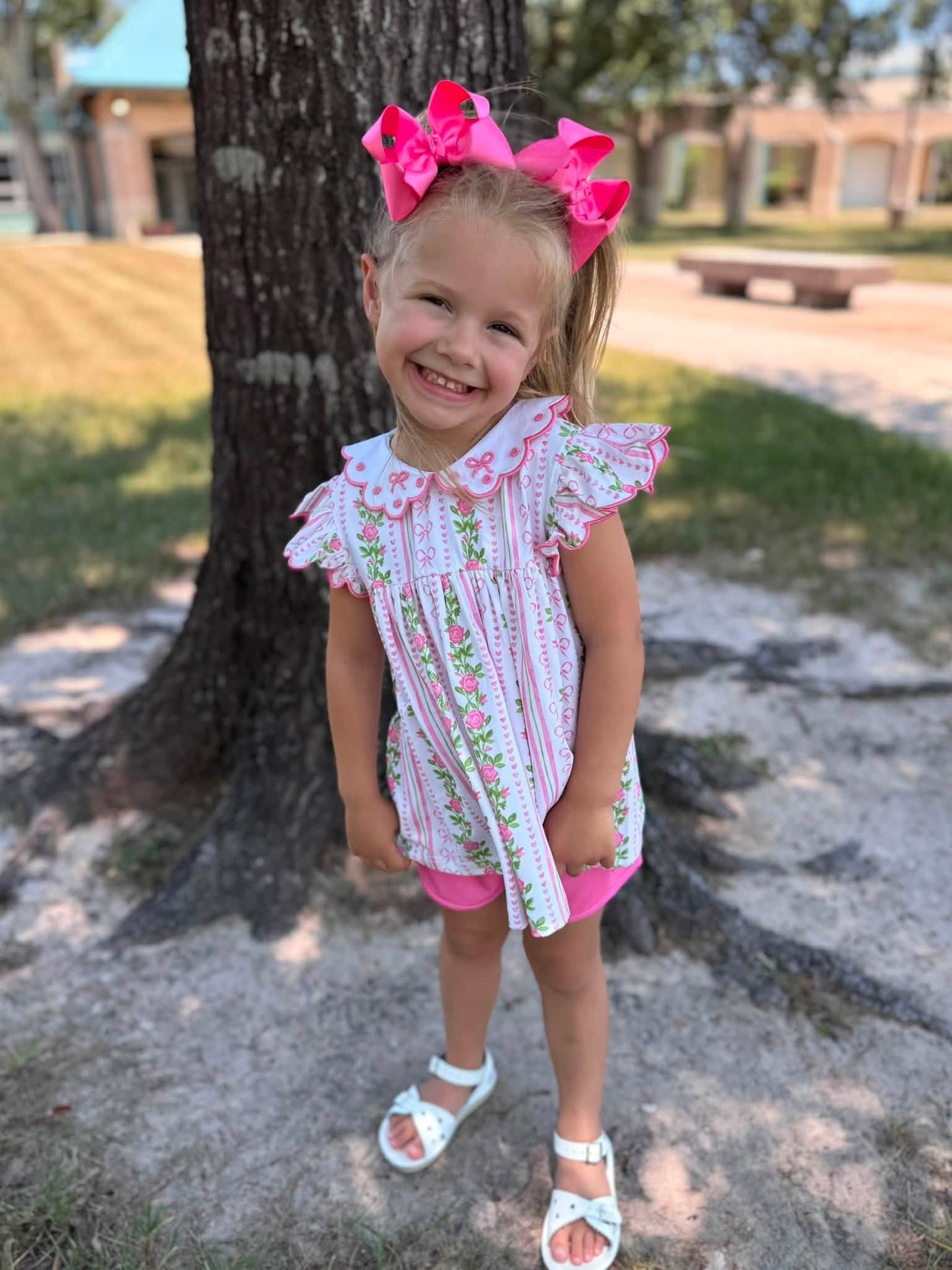 GIRL BOW TRELLIS SHORTIE SET