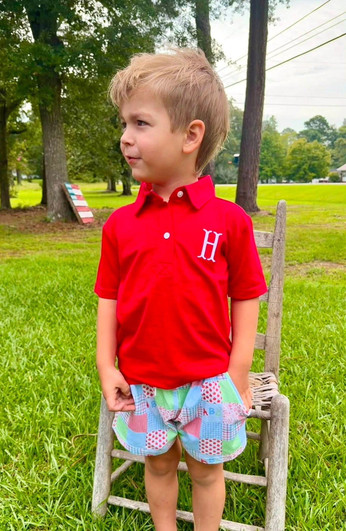 BOY CLASSROOM PATCHWORK SHORTIE SET