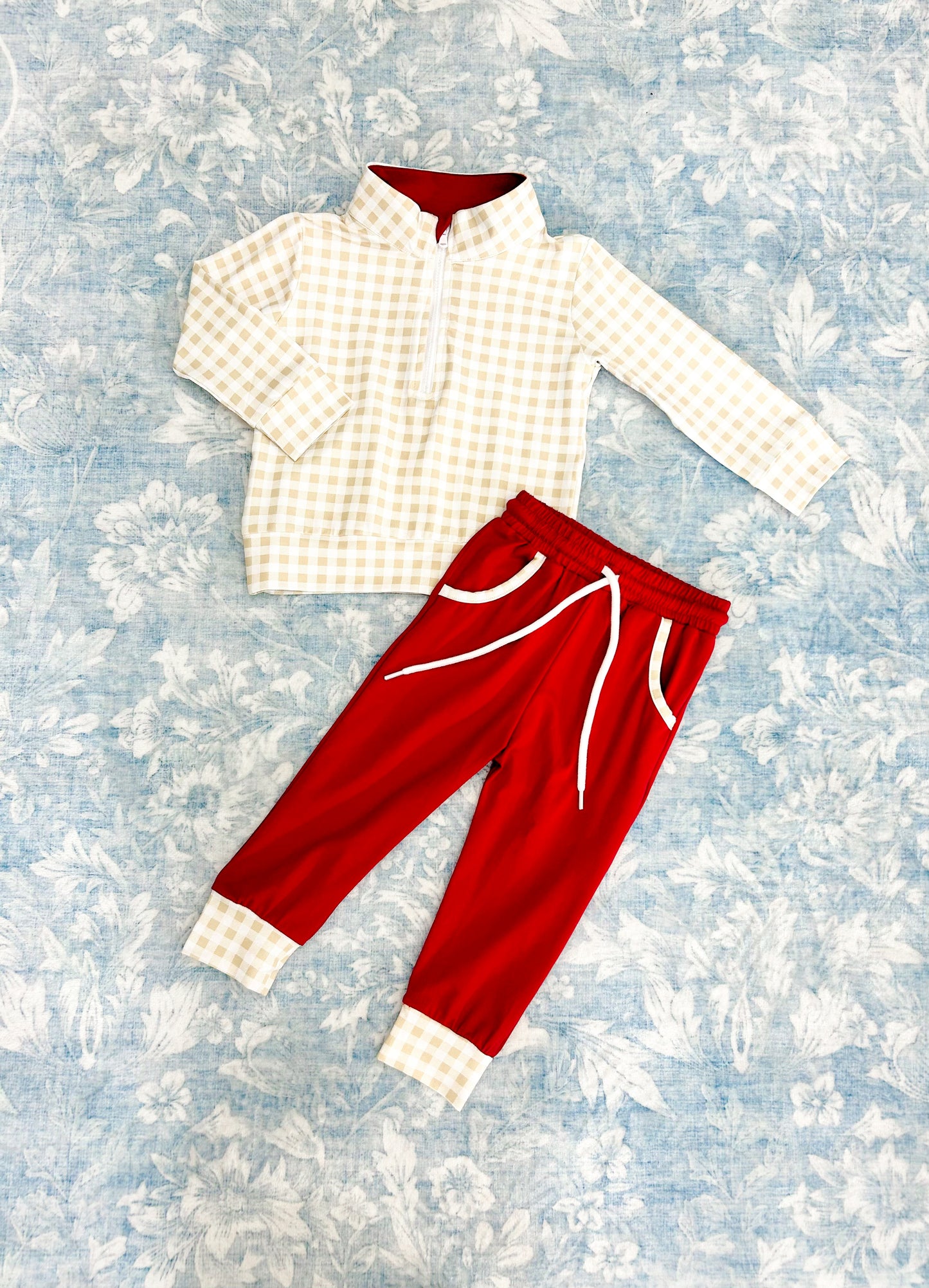 WINTER JOGGER SETS BOYS BEIGE/MAROON