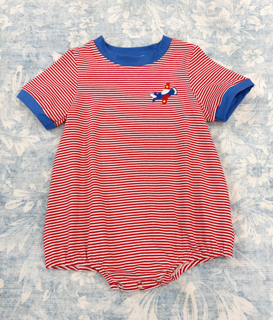 BOYS PLANE EMBROIDERED KNIT BUBBLE