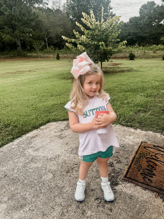 GREEN CASUAL GIRL SHORT SET