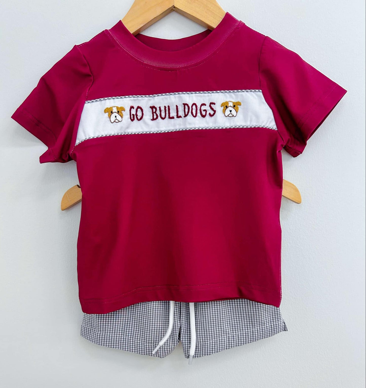 GO BULLDOGS RIBBON BOY SHORT SET