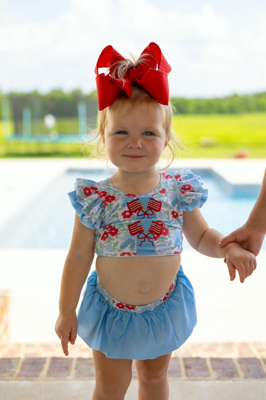 GIRLS PATRIOTIC PETALS 2PC SWIMSUIT