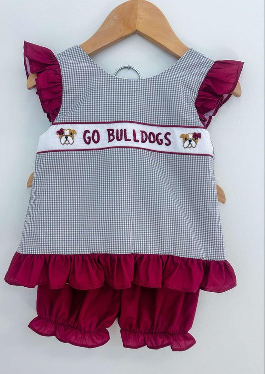 GO BULLDOGS RIBBON GIRL SHORT SET