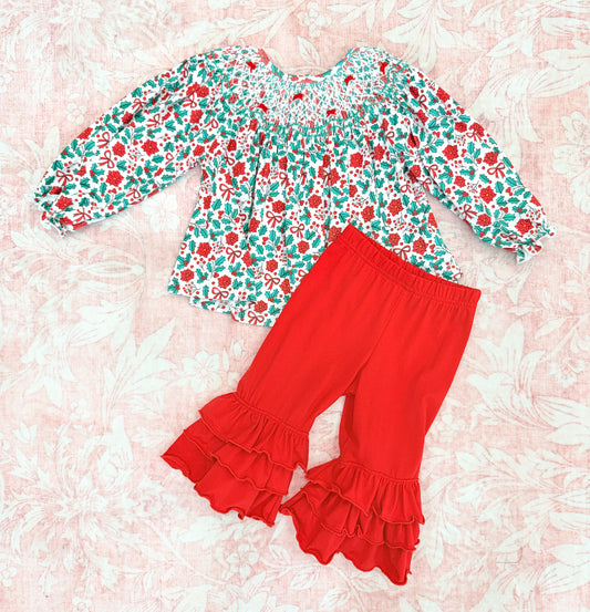PRETTY POINSETTIAS GIRL PANT SET